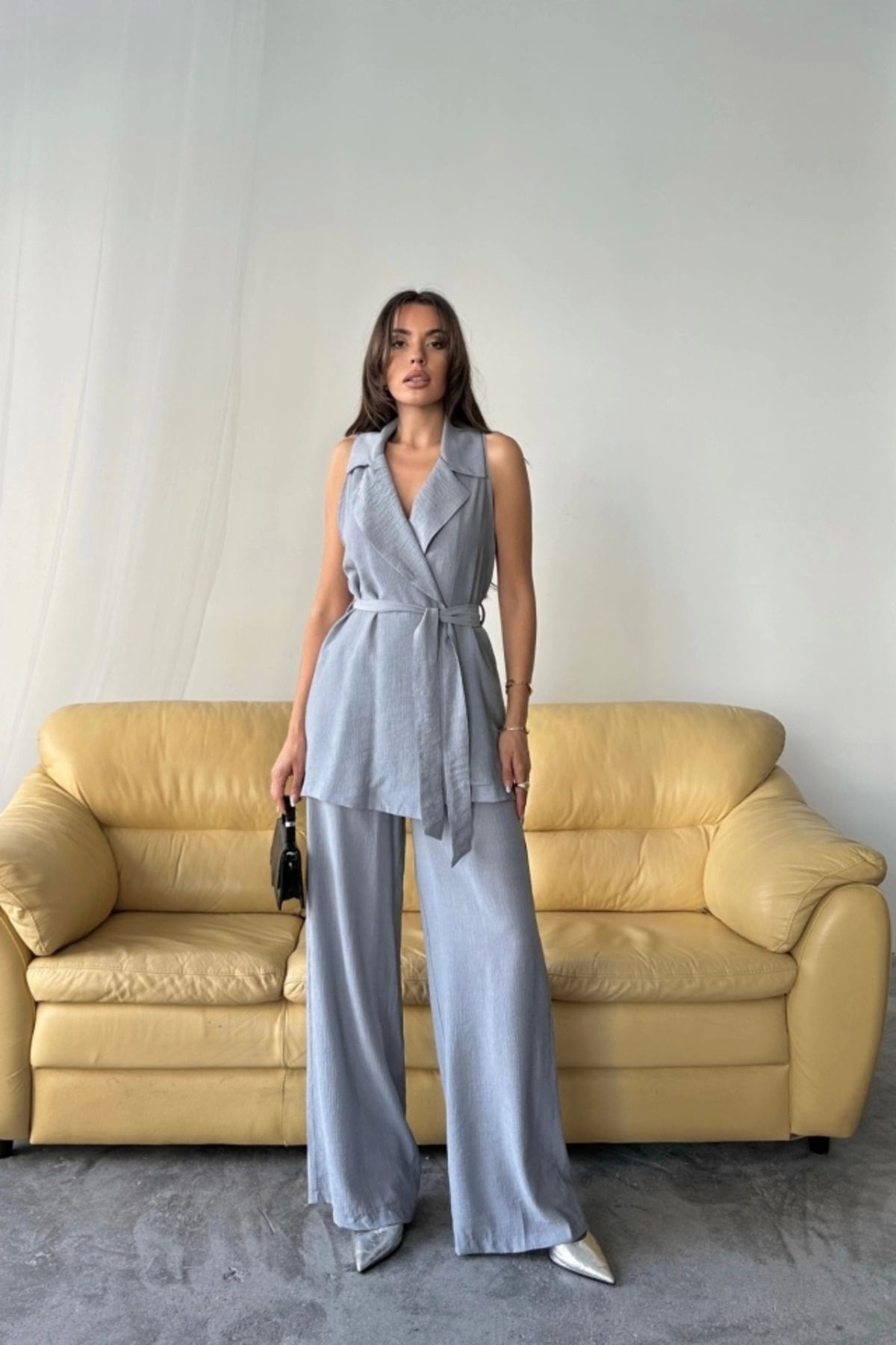 Butik YELEK - PANTOLON TAKIM ÇİLEK KUMAŞ - Gri