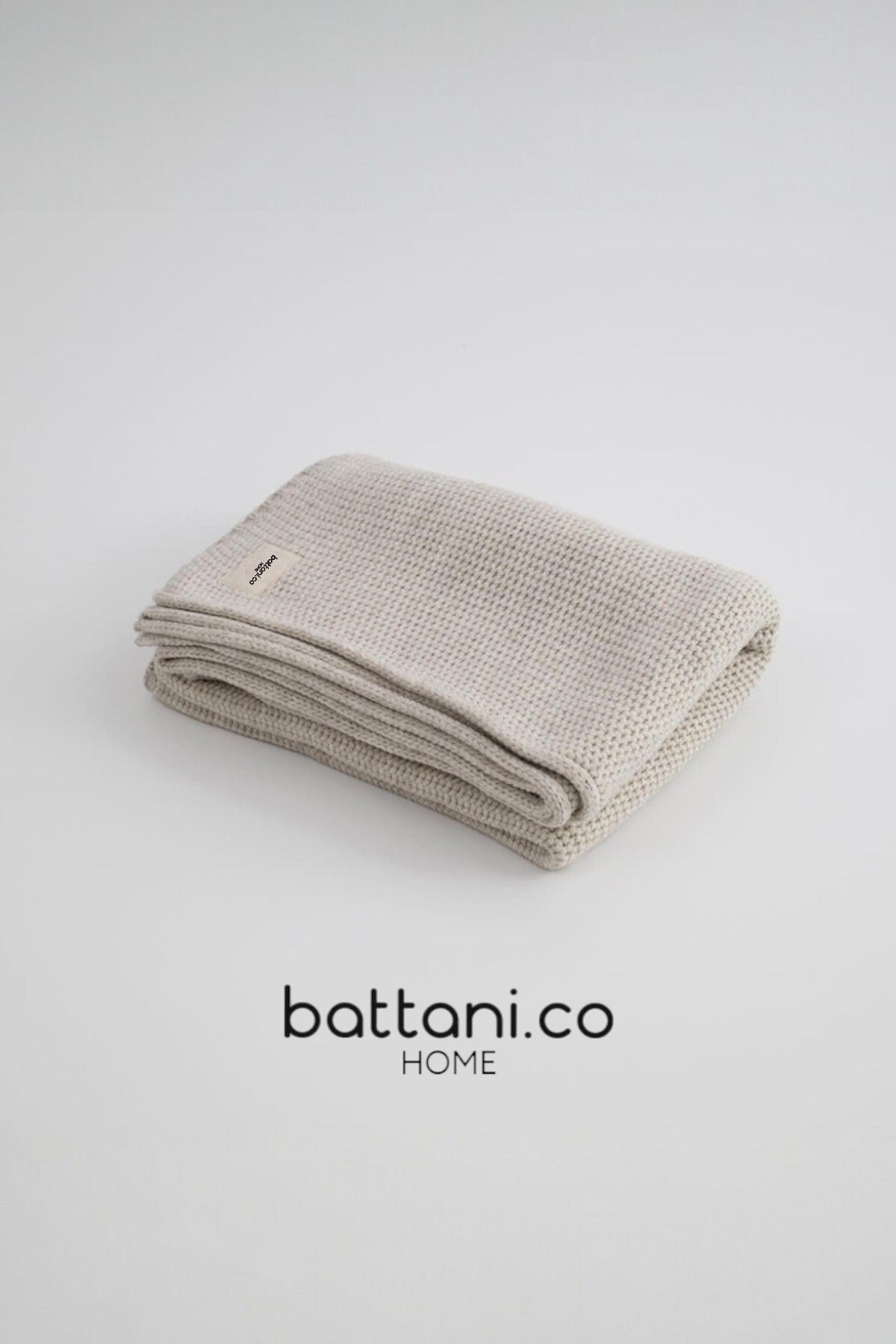 Battani.Co Home Premium Örgü Triko Bej Koltuk Yatak TV Battaniyesi 130x170 cm