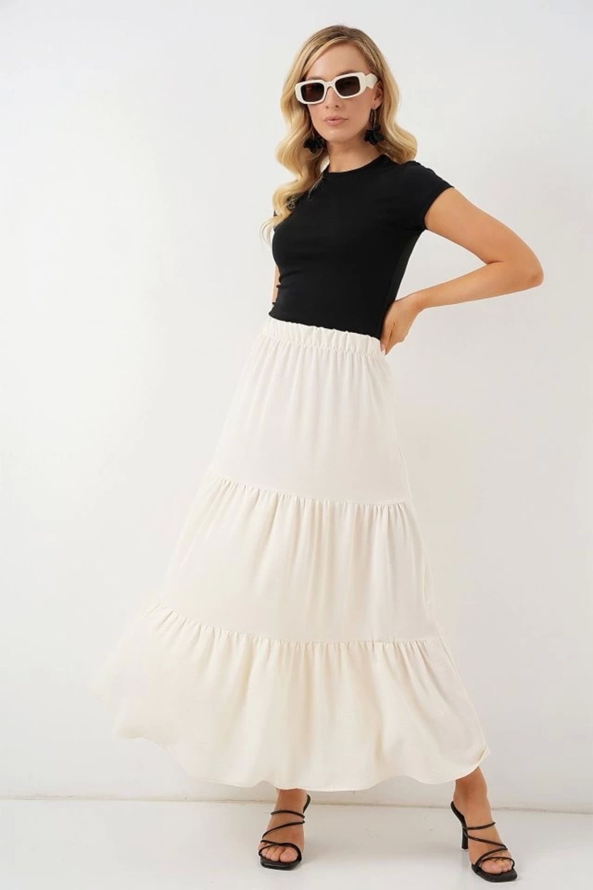 Butik Ayrobin Uzun Etek 8048 - Krem