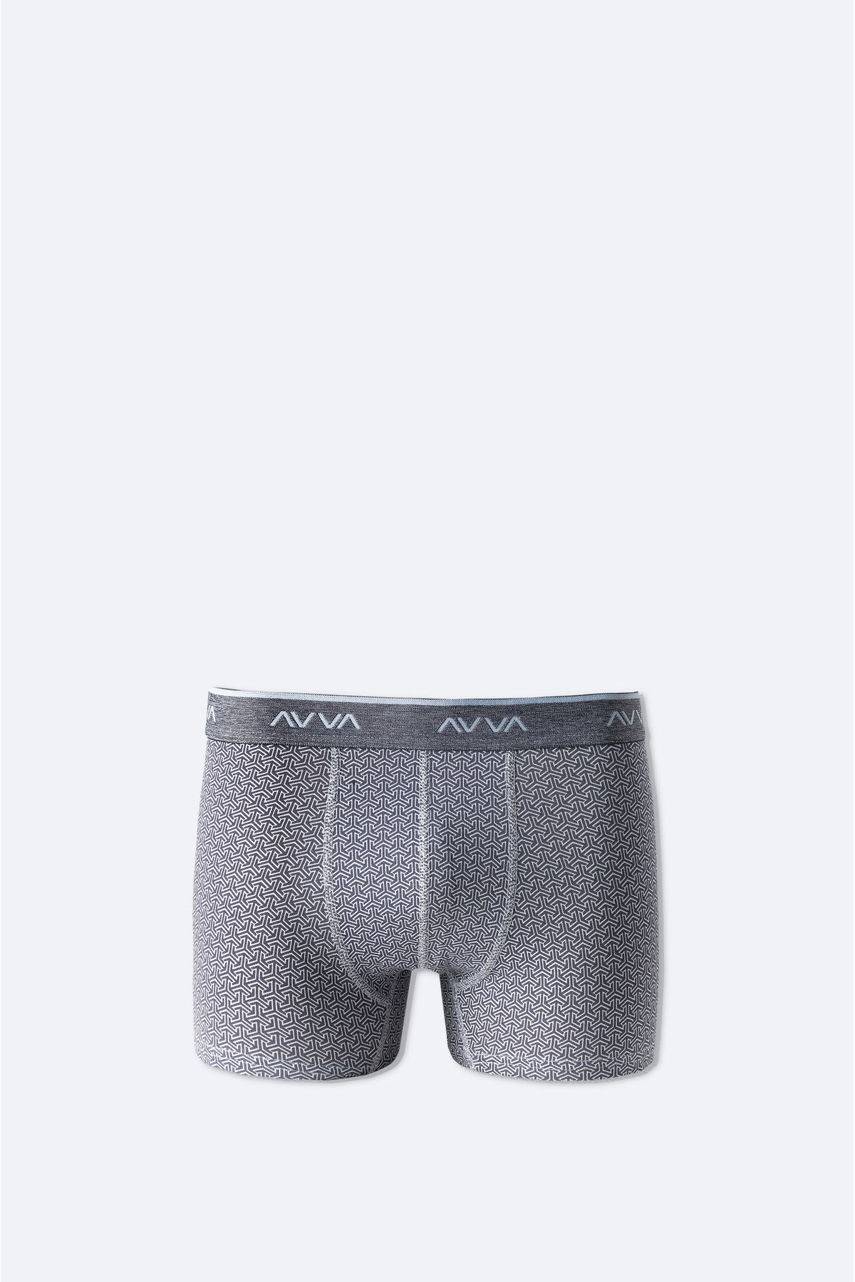 Avva Erkek Gri Geometrik Desenli Tekli Boxer A51Y9505