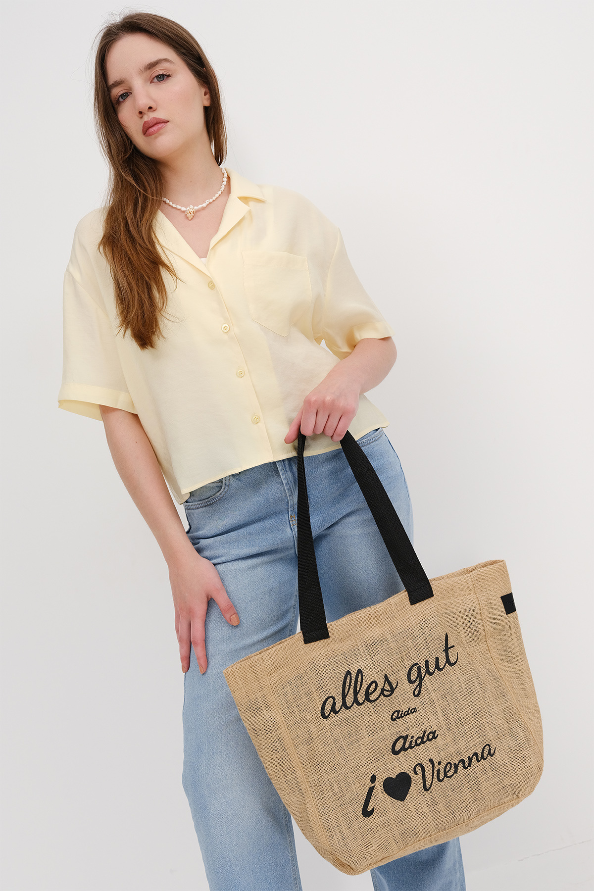 Addax-Written Tote Straw Bag Ç5003 2