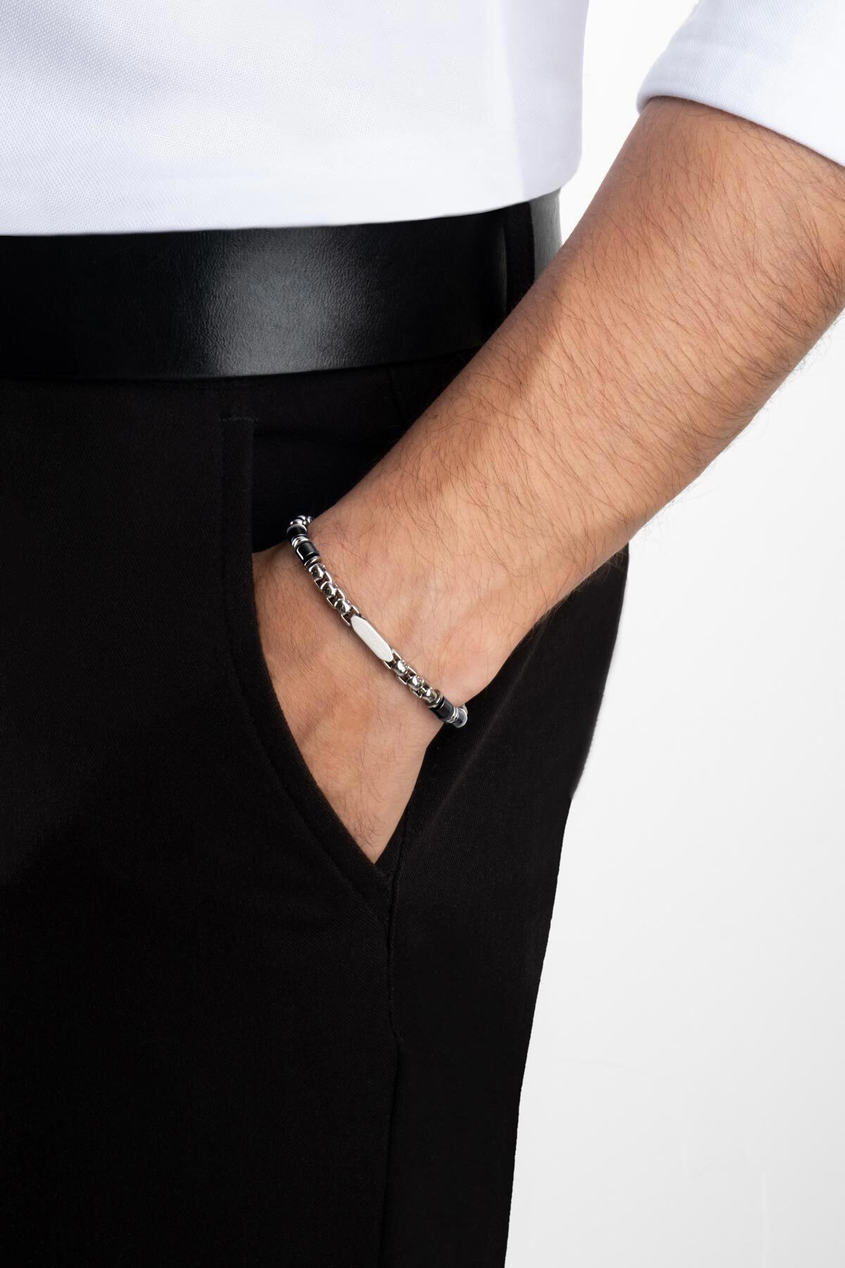 So CHIC... Hematit Taşlı Çelik Erkek Bileklik görsel 4