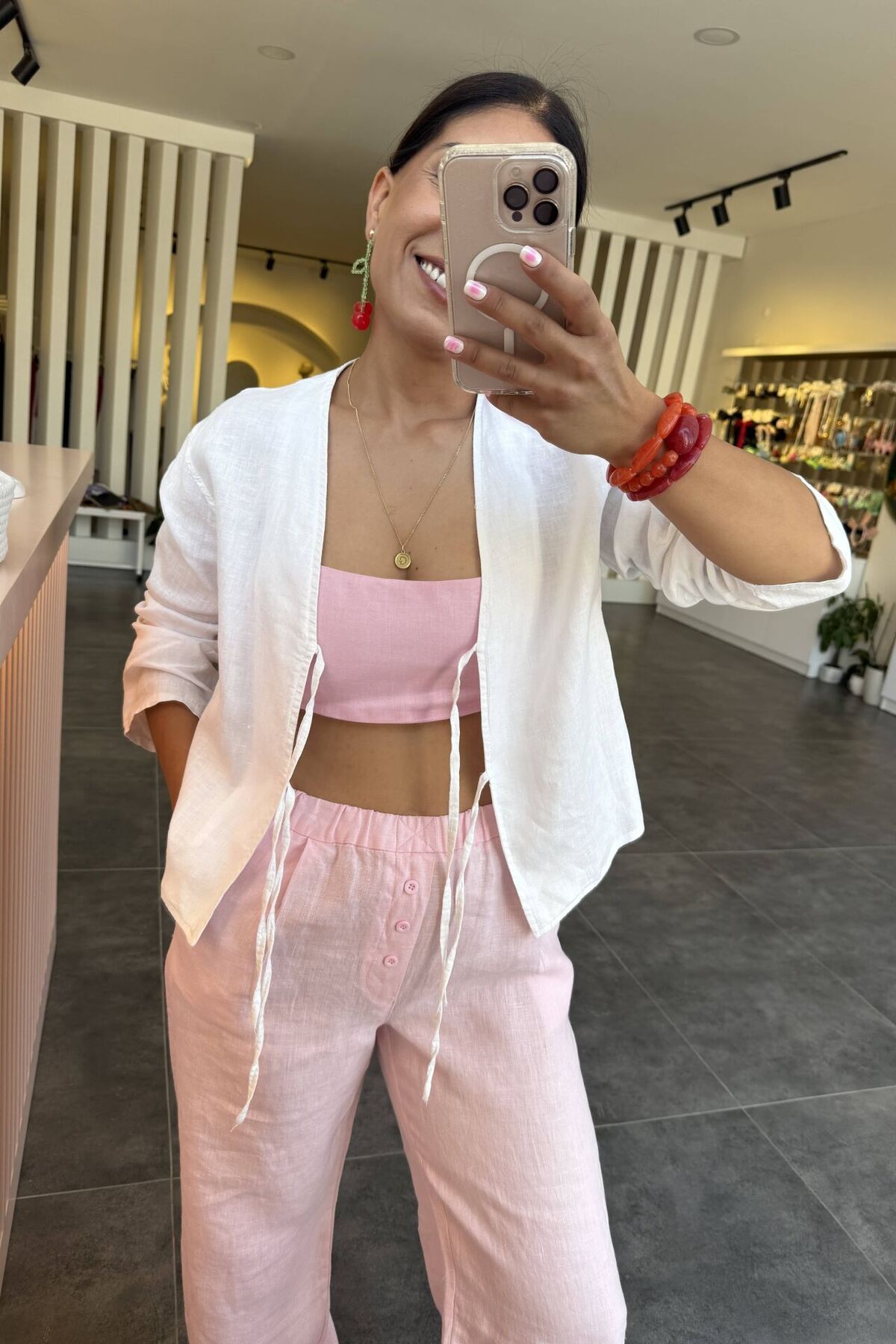 Bucle By Gizem %100 Ham Keten Büstiyer Pembe