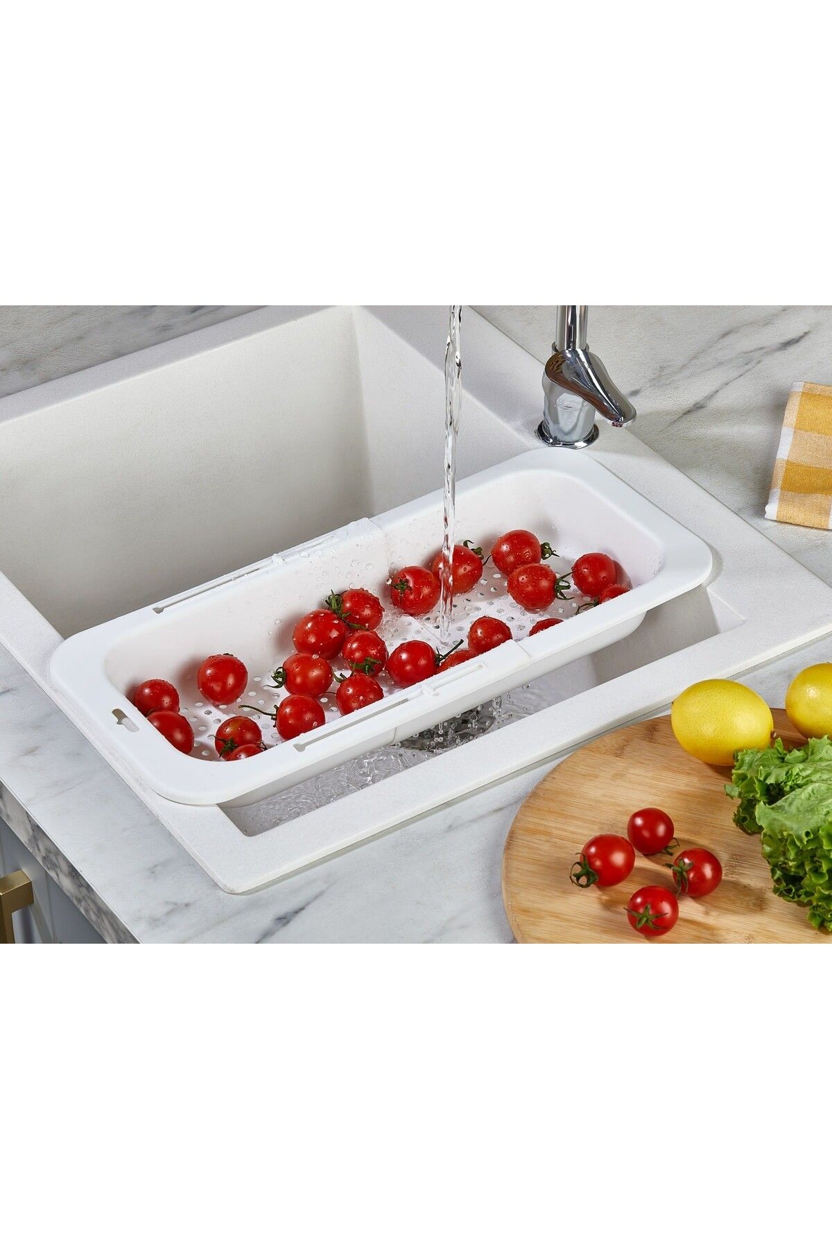 Se Yank Haus Sürgülü Ayarlanabilir Pratik Lavabo Süzgeci, Uzun Kısa Ayarlı Evye, Meyve Sebze Salata Yıkama