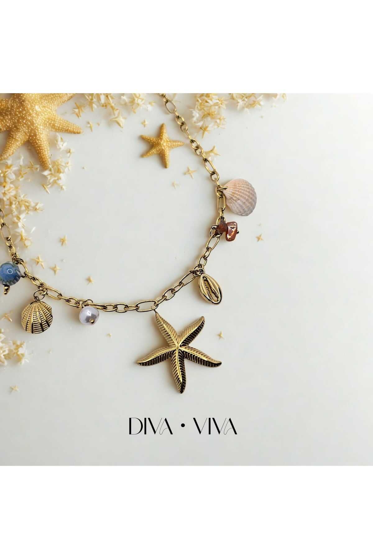 DivaViva Sea Star Çelik Charm Kadın Kolye