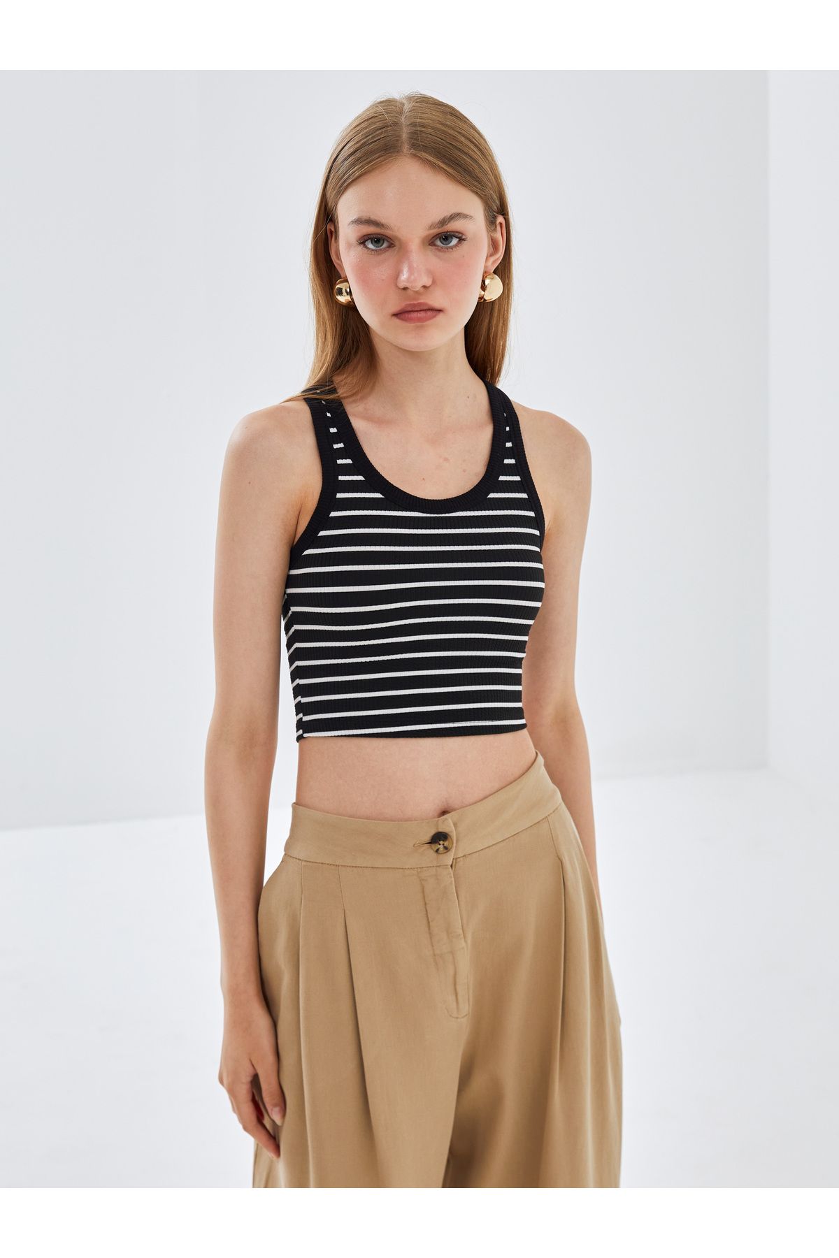 LC Waikiki Halter Yaka Çizgili Kadın Crop