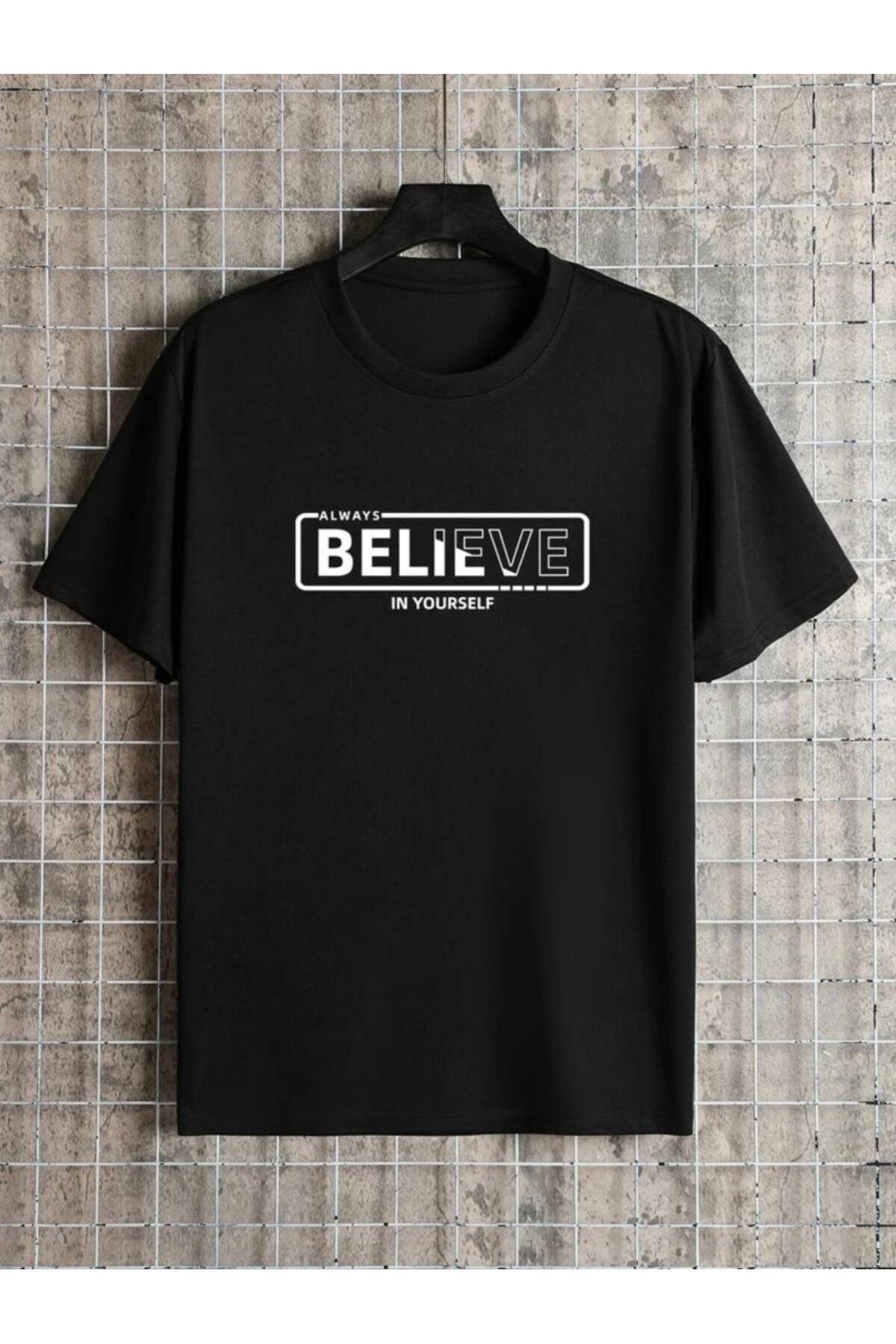 Boi BELİEVE YAZI BASKILI OVERSİZE BASIC TİŞÖRT KISA KOL T-SHİRT T-SHİRT