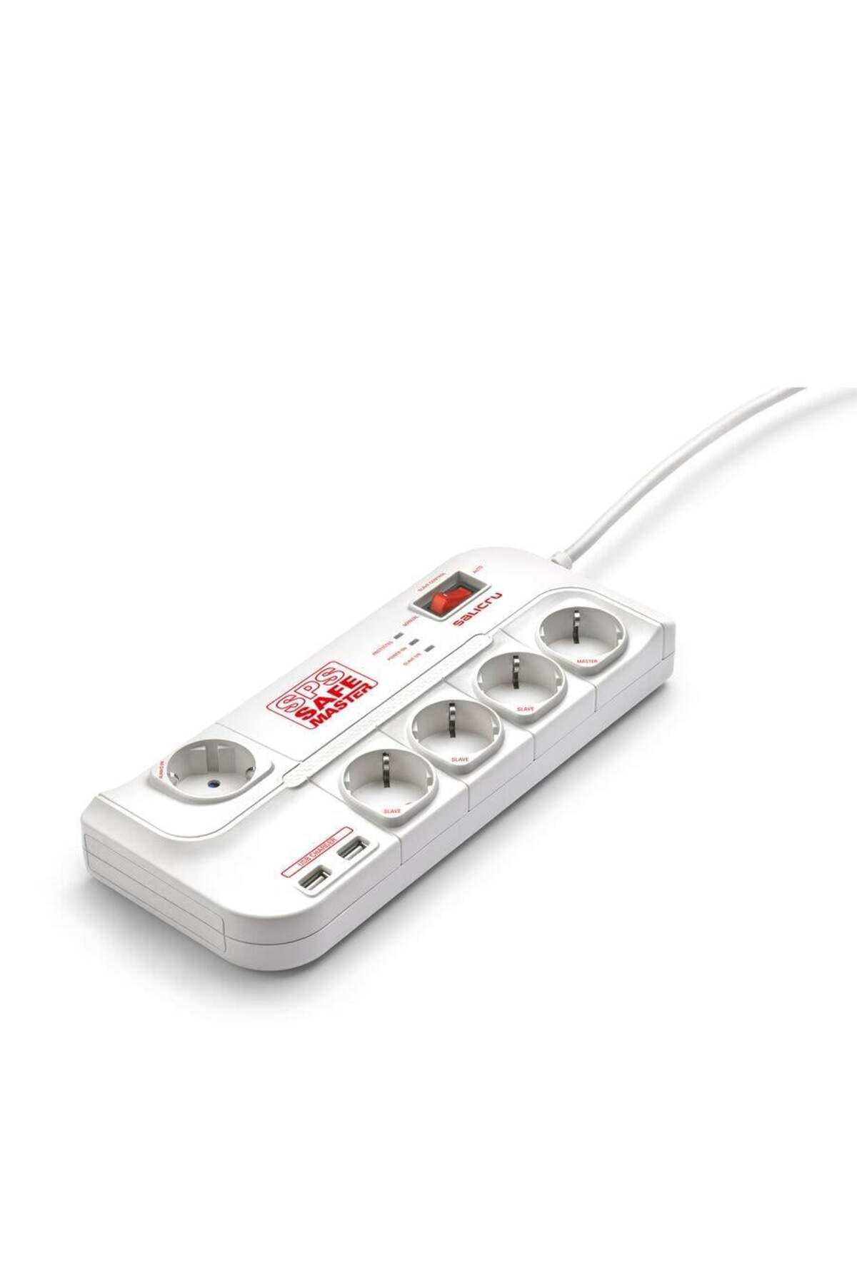 Salicru USB'li Akım Korumalı Priz 5'li EMI/RFI Filitreli