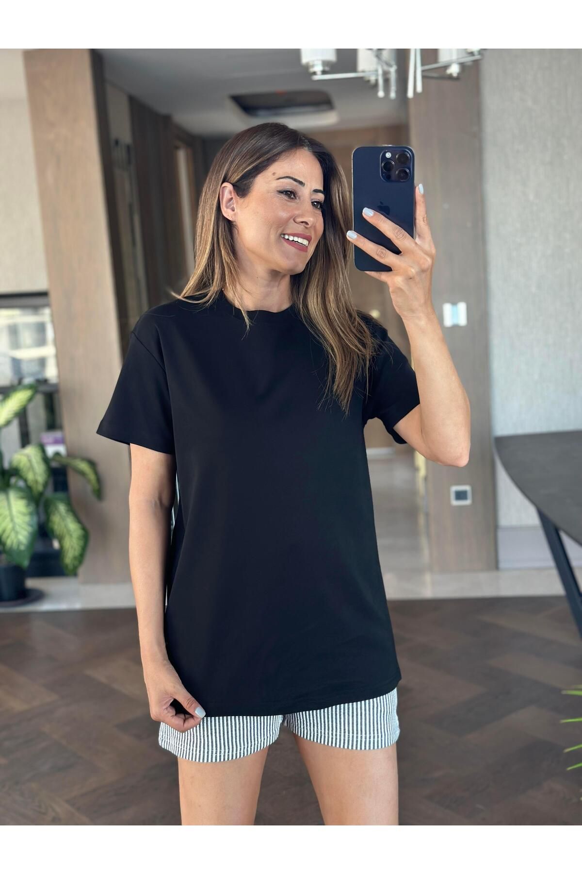 Forlady Butik Siyah Düz Basic Mass Model Kadın T-Shirt