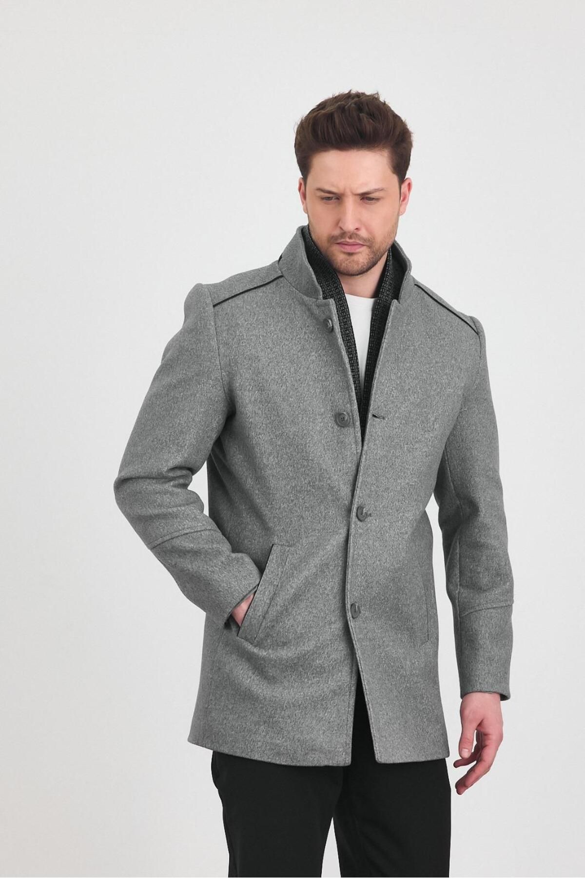 YLDMOOD Erkek Regular Fit Kaşe Kaban