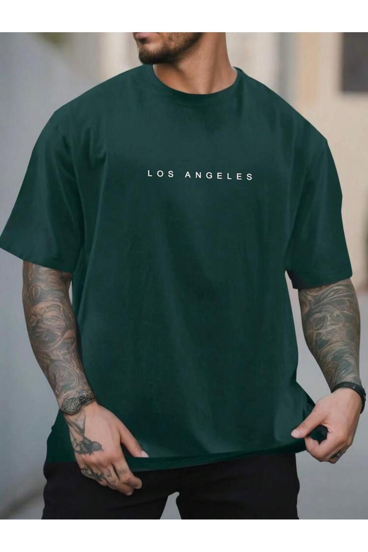 Boi LOS ANGELS YAZI BASKILI OVERSİZE BASIC TİŞÖRT KISA KOL T-SHİRT T-SHİRT