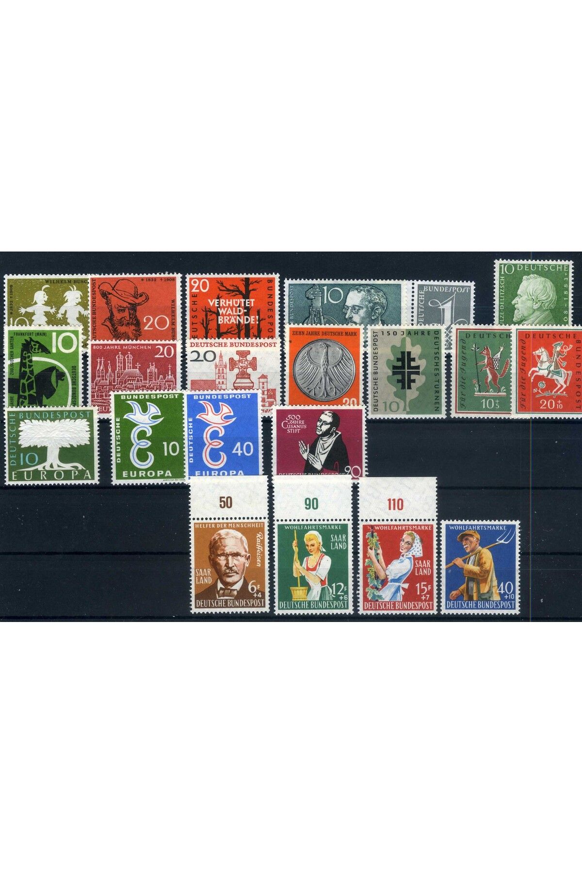 Jupiter Stamps Koleksiyon Pulları,Almanya 1958 Yılı Tüm Seriler Damgasız Tam Koleksiyon,ASB-00588316