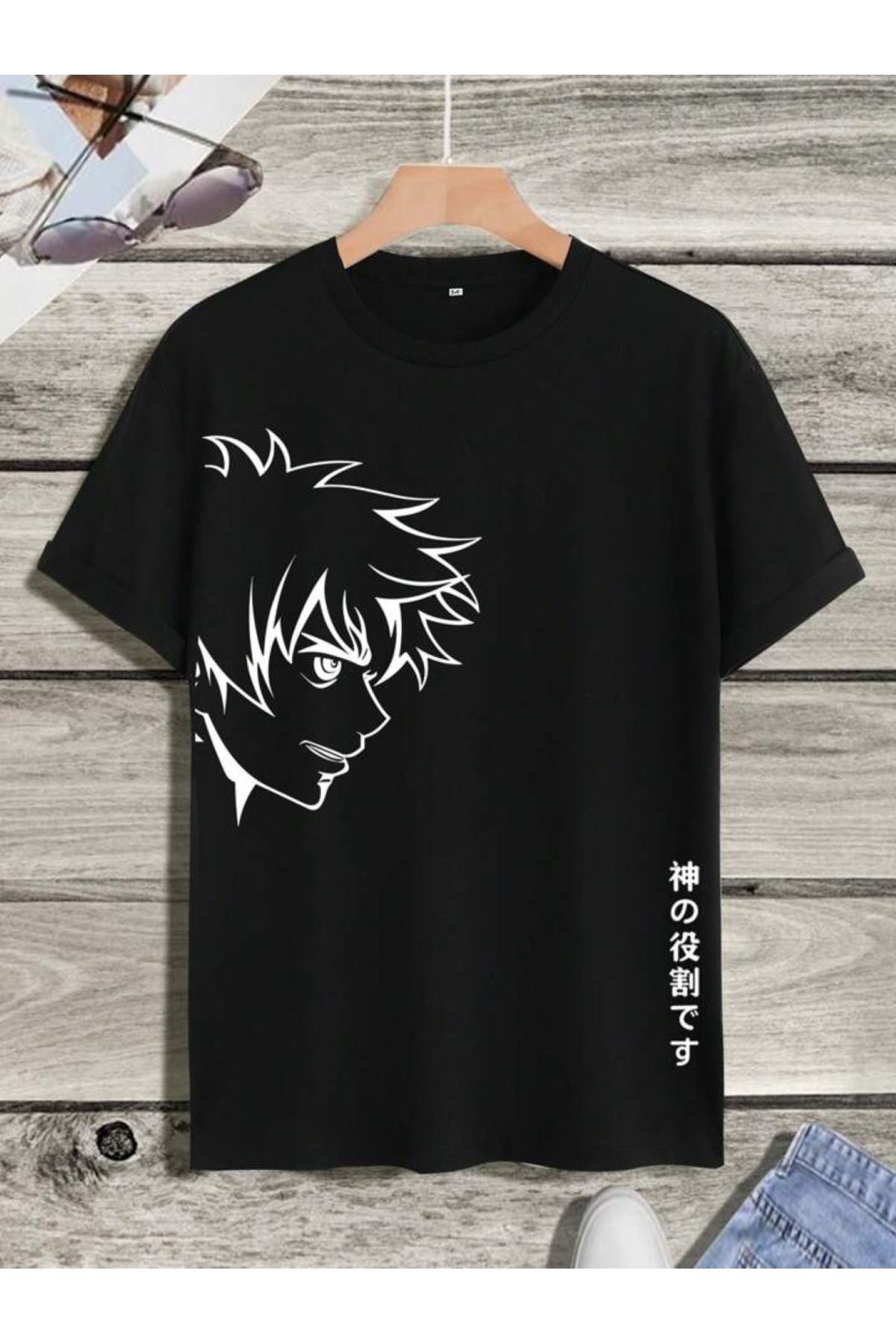 aynewmoda Erkek Yazlık Büyük Boy Spor Giyim Tişörtü Sokak Karikatürü Baskı
