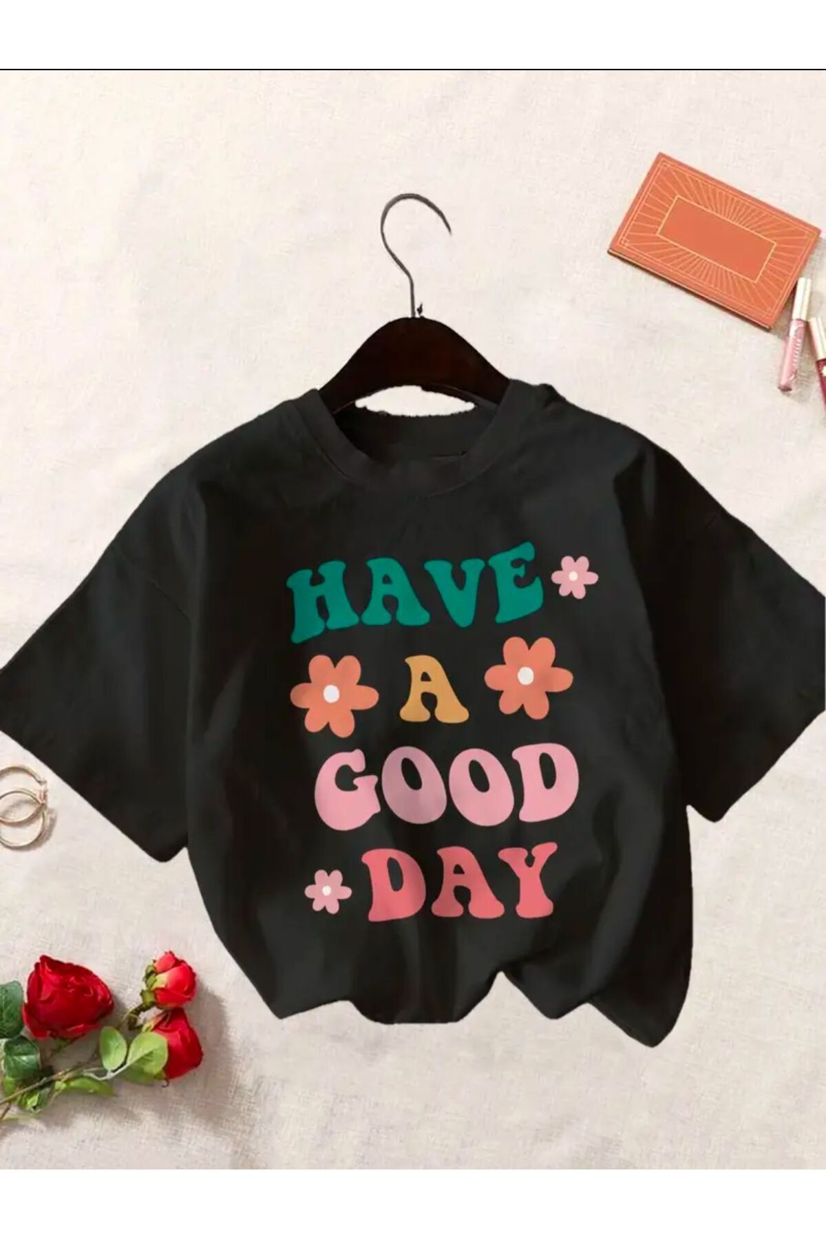 Boi HAVE A GOOD BASKILI OVERSİZE BASIC TİŞÖRT KISA KOL T-SHİRT T-SHIRT
