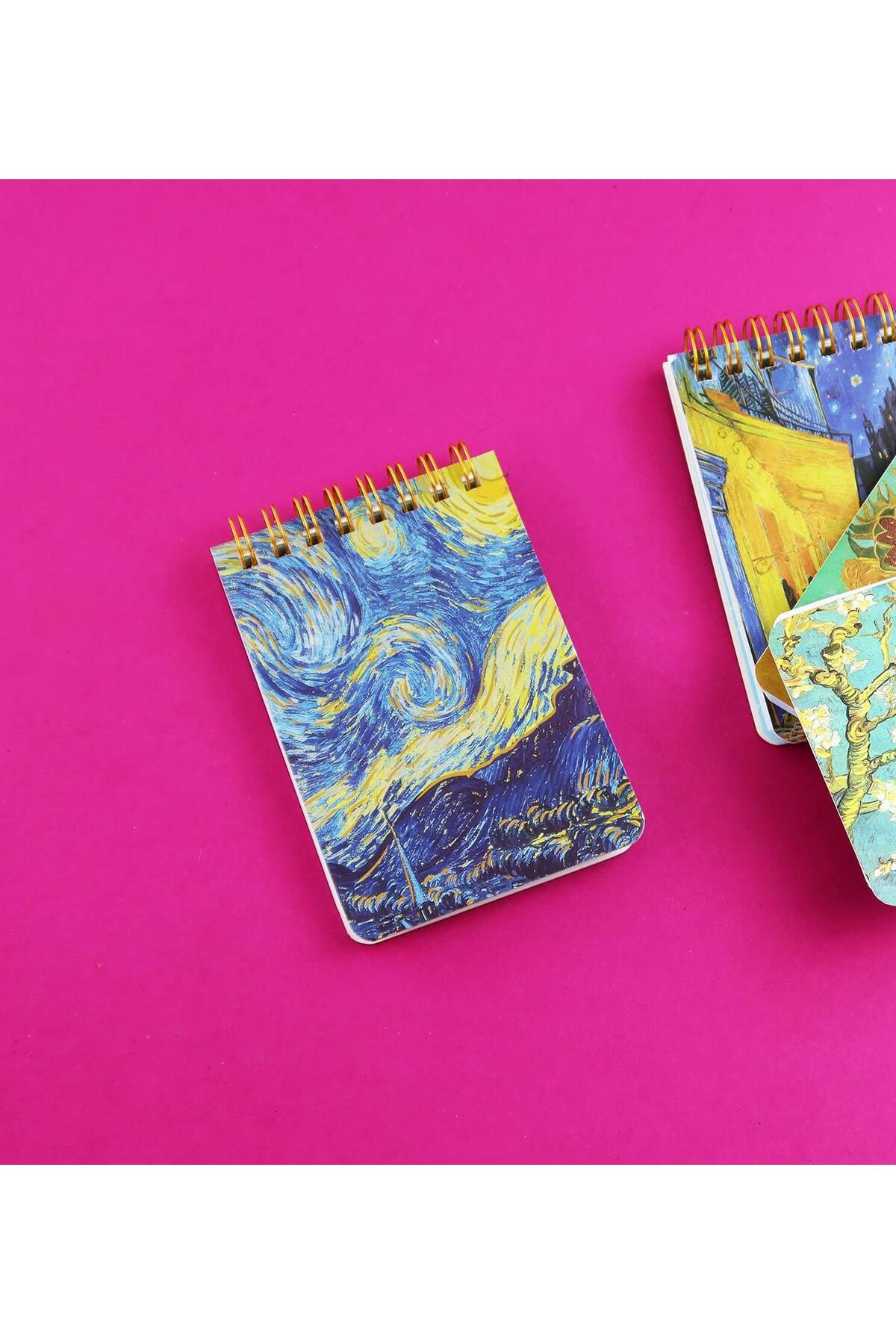 Gift Moda Van Gogh Tasarımlı Spiralli 11x7,5 Cm 70 Yaprak Defter BM-1720