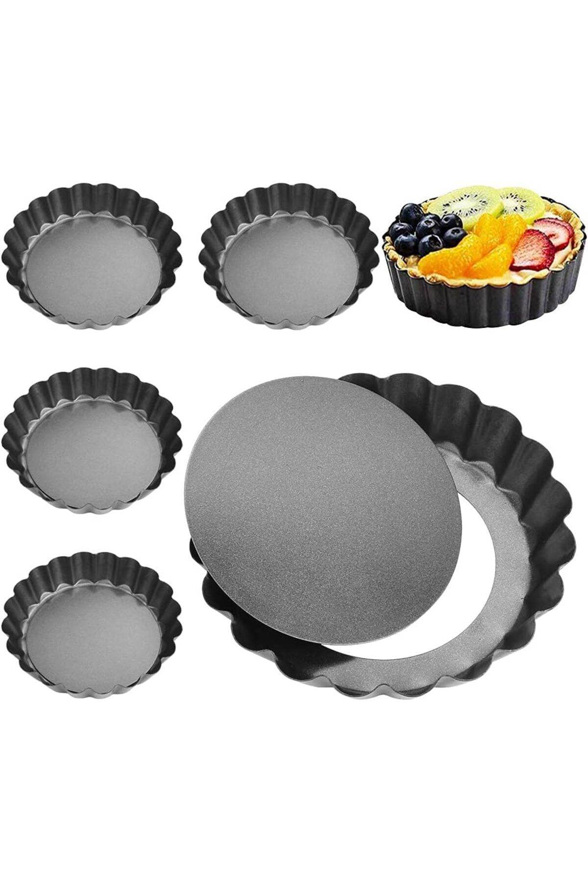 Epinox 6 ADET Tart Kalıbı 10 cm (Trt-10) Yanmaz , yapışmaz - Taban Kaldırmalı Model