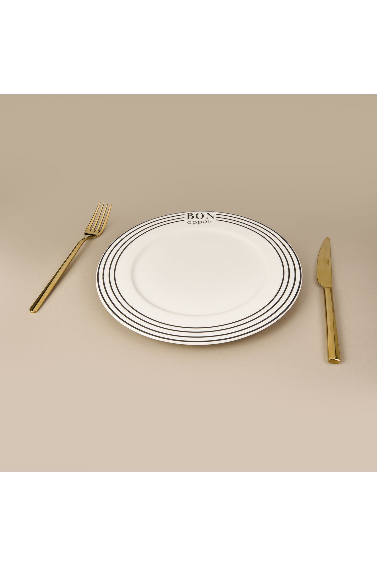 Evidea Kitchen Elegant Curves Porselen Servis Tabağı - Siyah / Beyaz - 25 cm