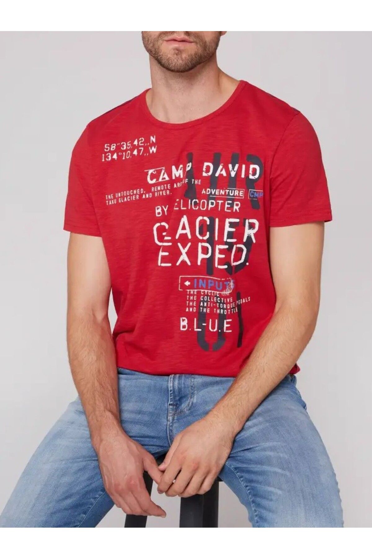 Camp David ERKEK BİSİKLET YAKA T-SHİRT