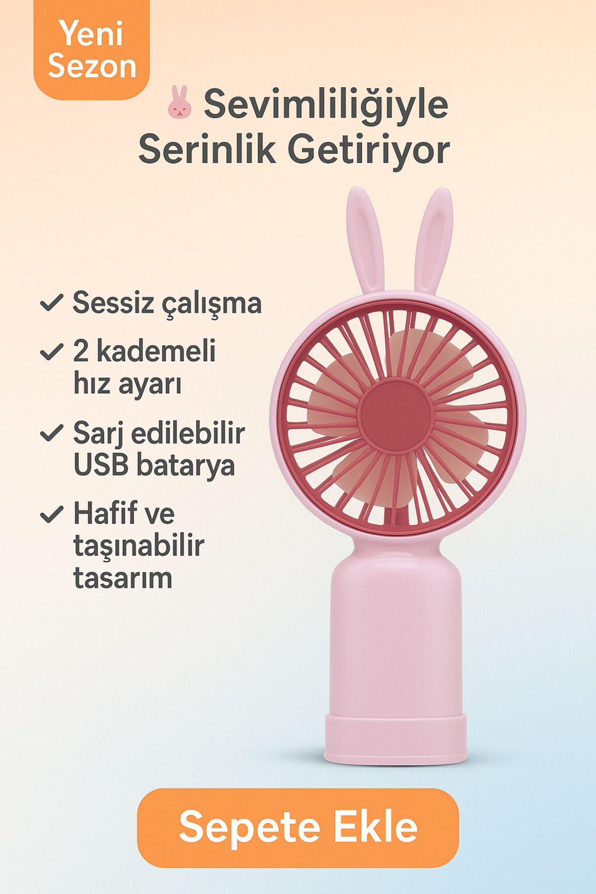 GOBAX Şarjlı Mini El Fanı Ve Masa Fanı Soğutucu Pervane Taşınabilir Şarj Edilebilir