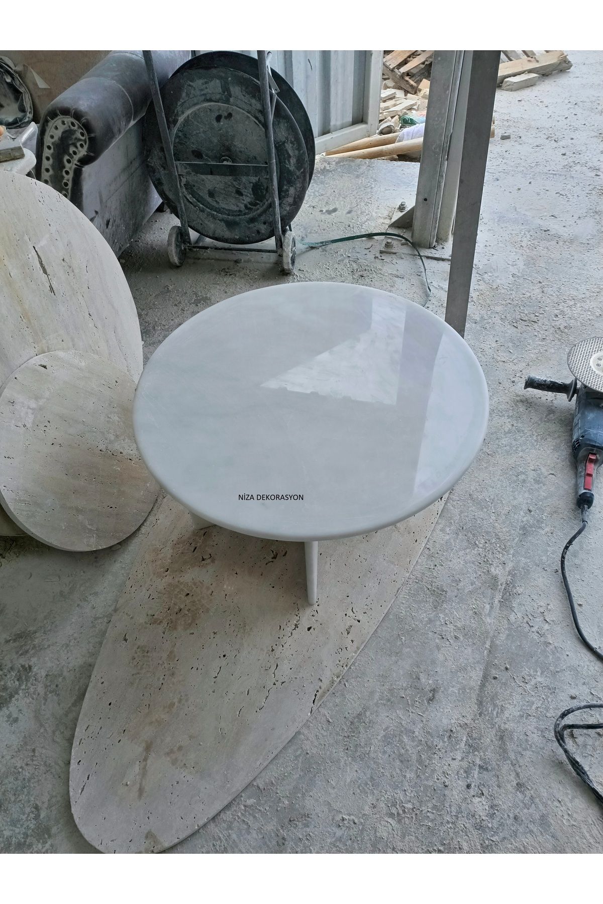niza dekorasyon DOĞAL TRAVERTEN V AYAK ORTA SEHPA