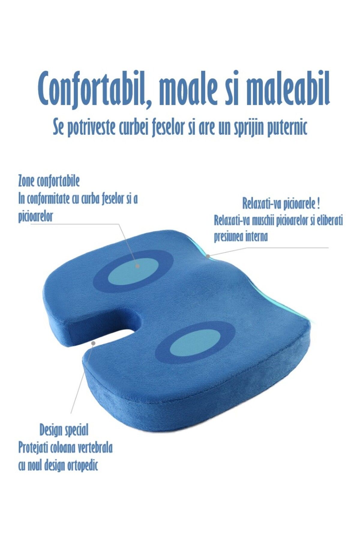 REVOSE-Orthopedic Memory Foam Seat Cushion, Blue 2