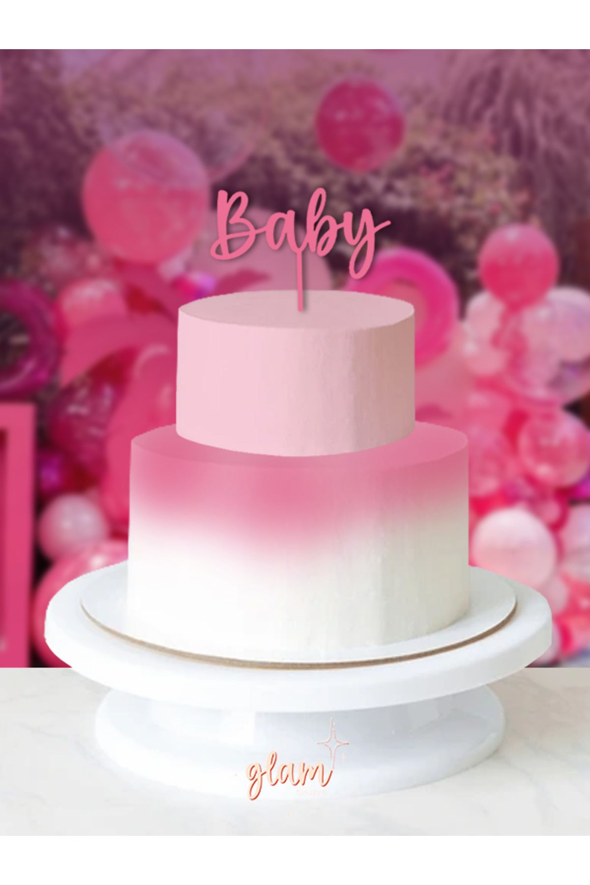 GLAM DEKORASYON Pembe Baby Yazılı Bebek Doğum Günü Cinsiyet Partisi Baby Shower Pasta Kürdanı Kek Ve Tatlı Süsleri