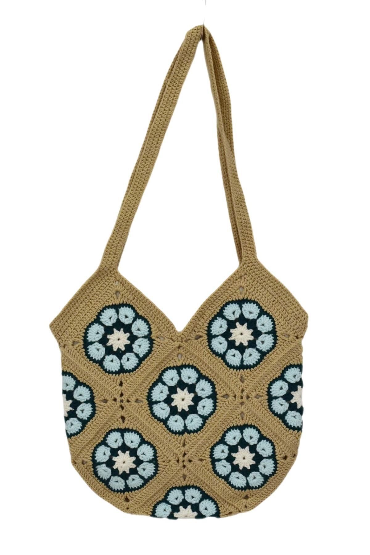 BAGLAN El Örgüsü Motif Desenli İçi Astarlı Omuz Çanta BGL-ST04725