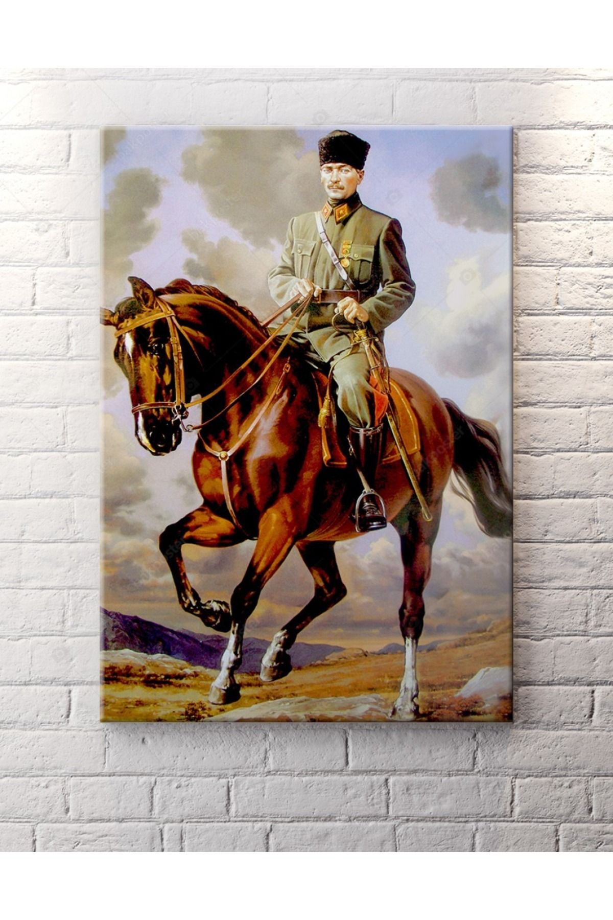 onurreklamonline Dekota Üzeri Atatürk Tablosu – 50x70 cm – Yüksek Kaliteli UV Baskı – Duvar Dekoru