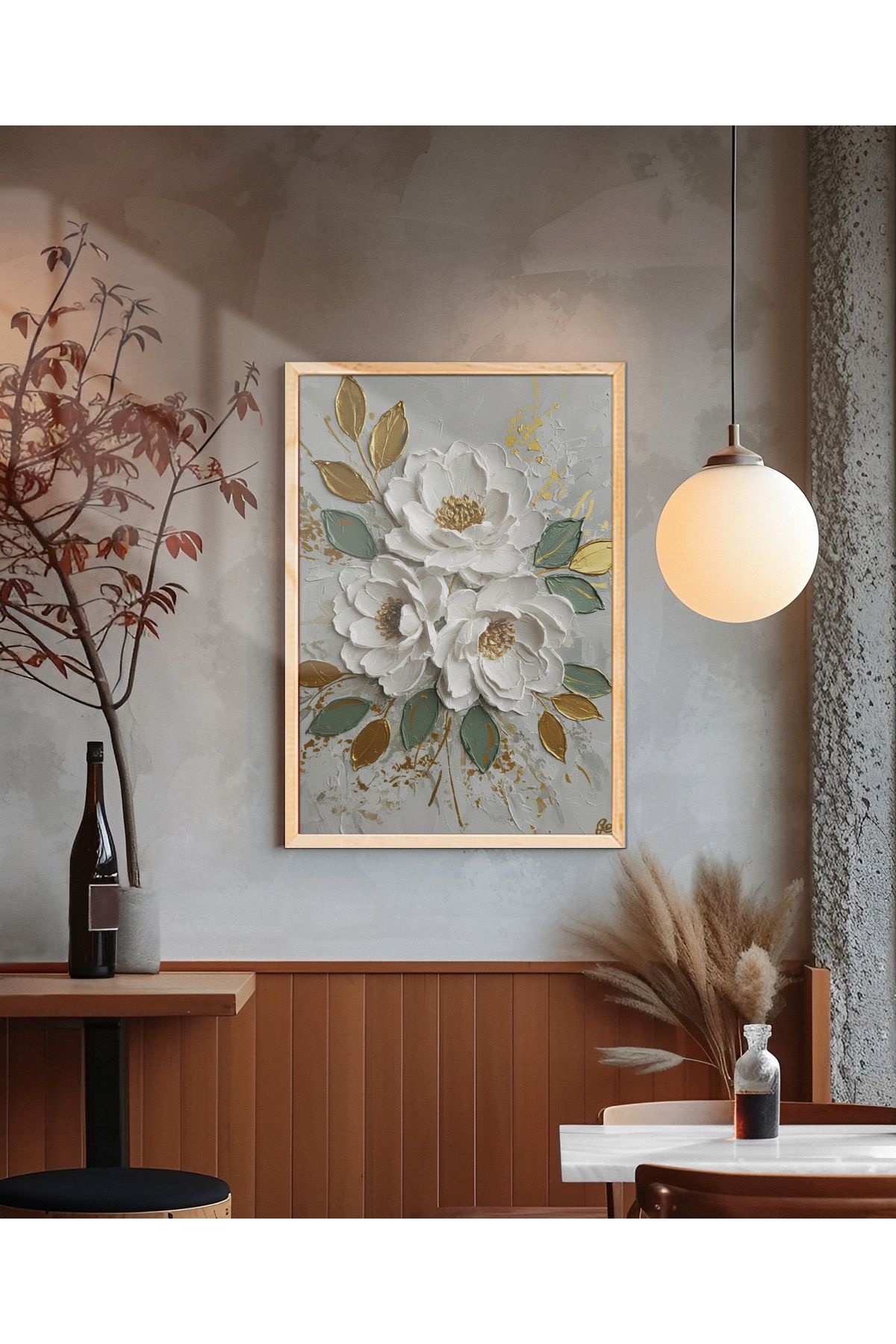 sames decoration Yağlı boya kabartma görünümlü çiçek tablosu