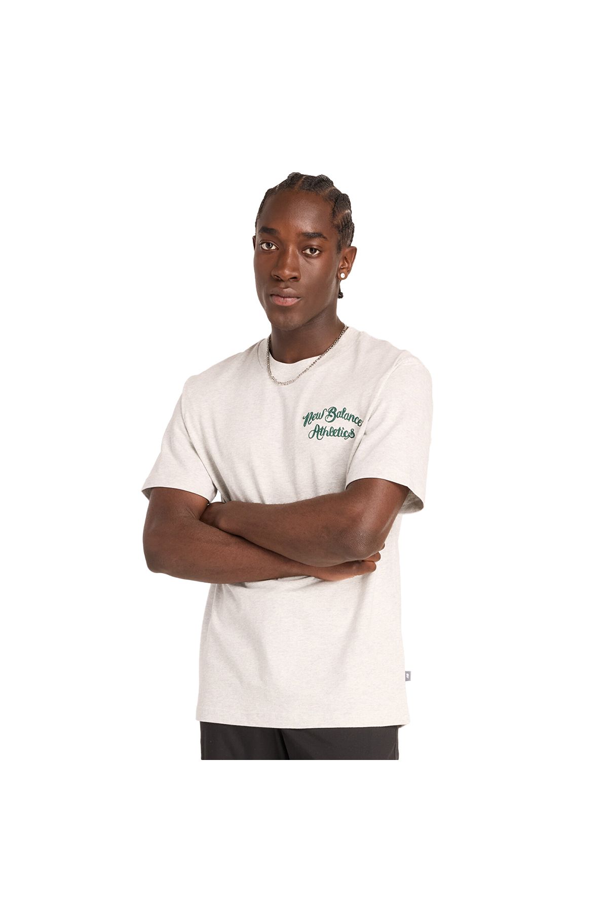 New Balance Athletics Relaxed League Erkek Gri Günlük Stil T-Shirt MT43556-AHH