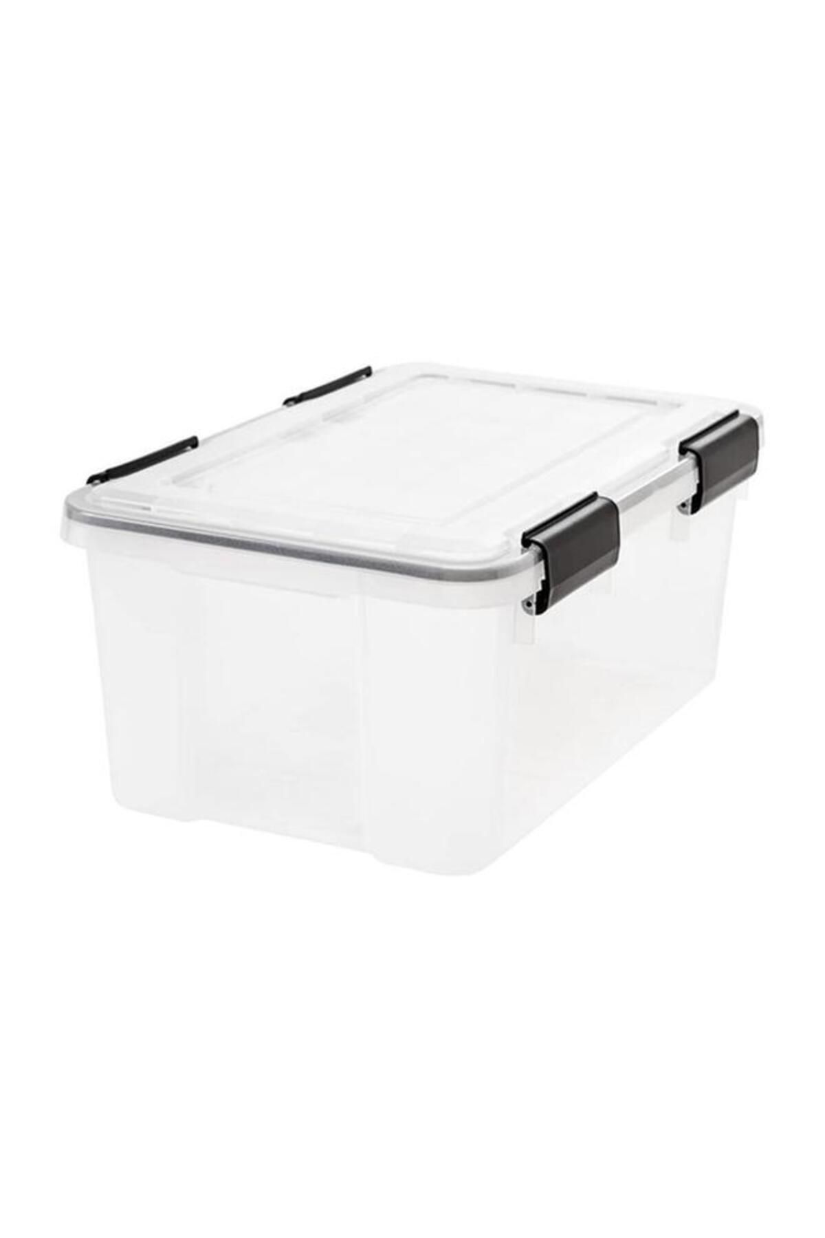 Generic-IRIS Rectangular Storage Tote Box Clear and Black 19 Quart 0536102 1
