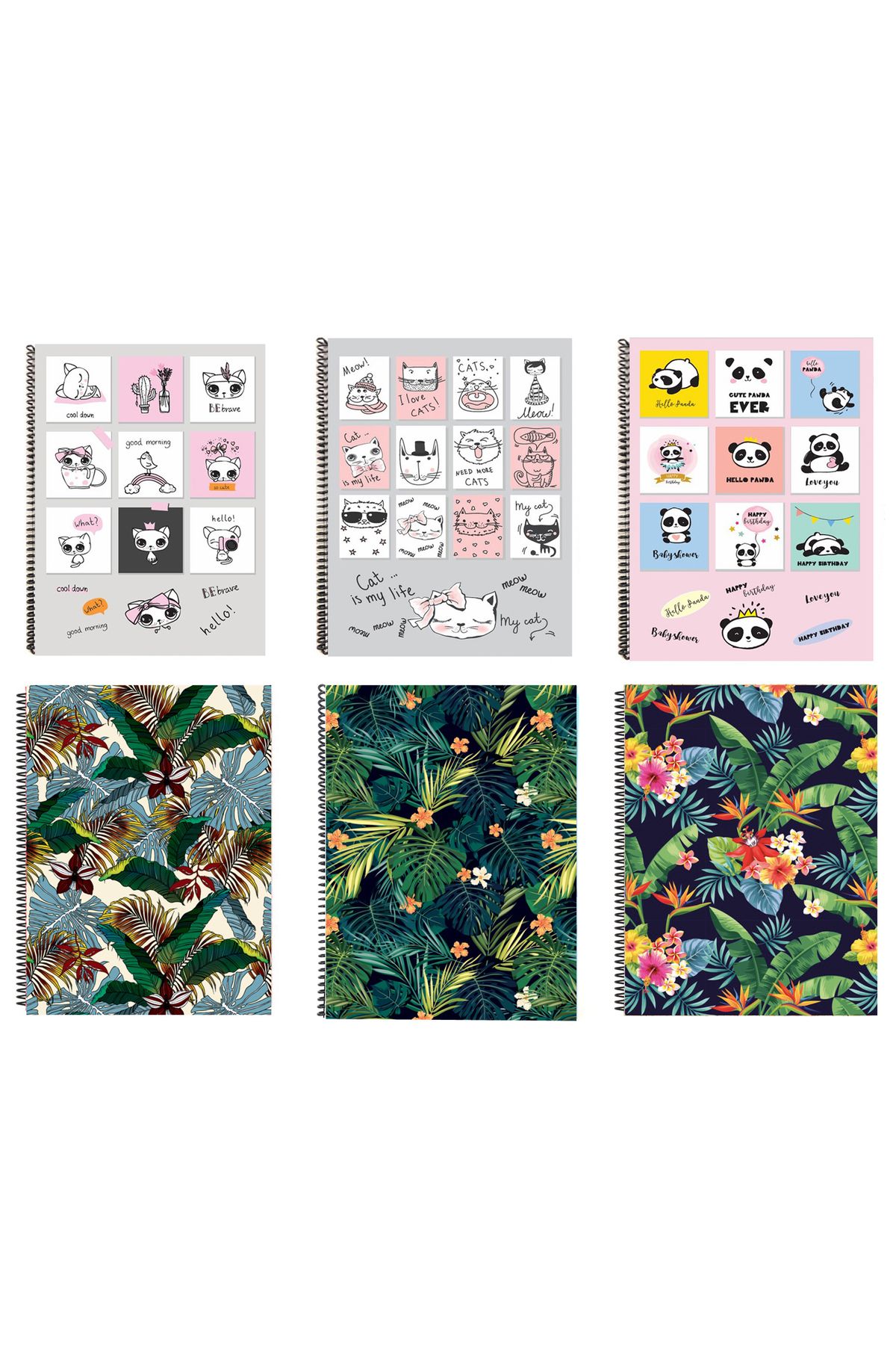FLY COLOR A4 Plastik P.P Kapak 60 Yaprak Çizgili Desenli Telli Defter Seti
