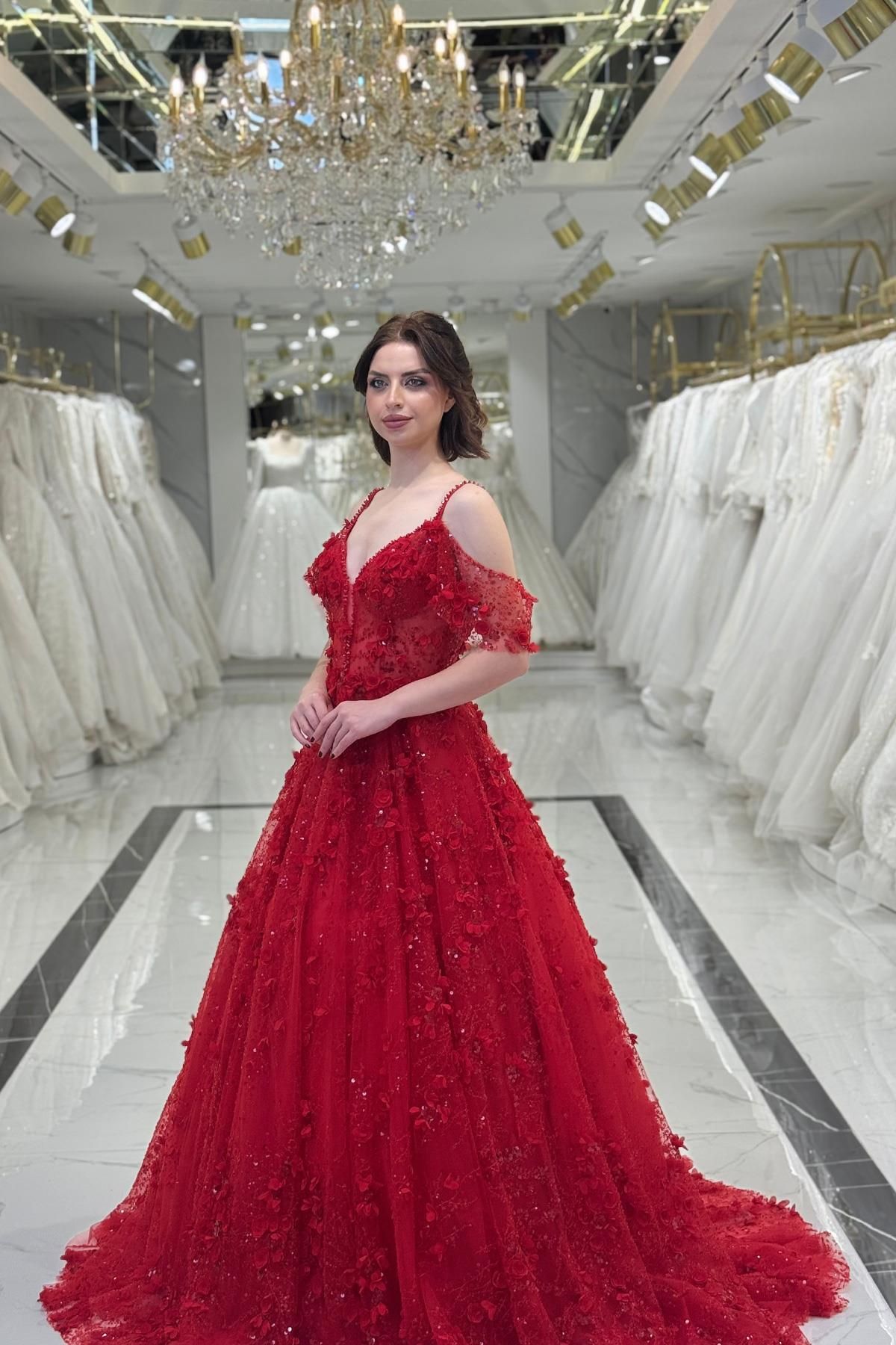 Yonca Moda Evi Kırmızı Yonca Nişanlık 8570-1