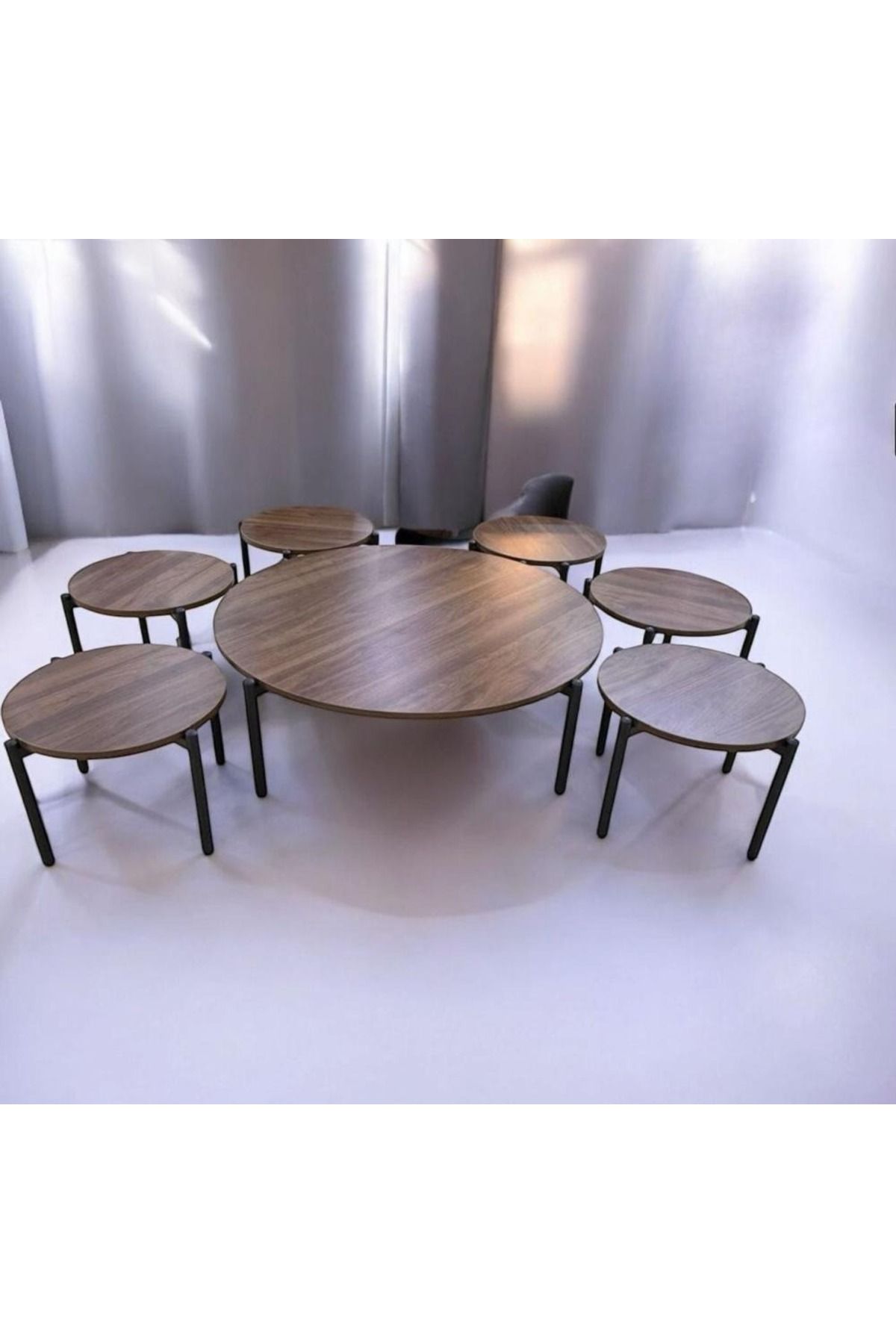 DEC13-6+1 round floor table set, modern and elegant design 1