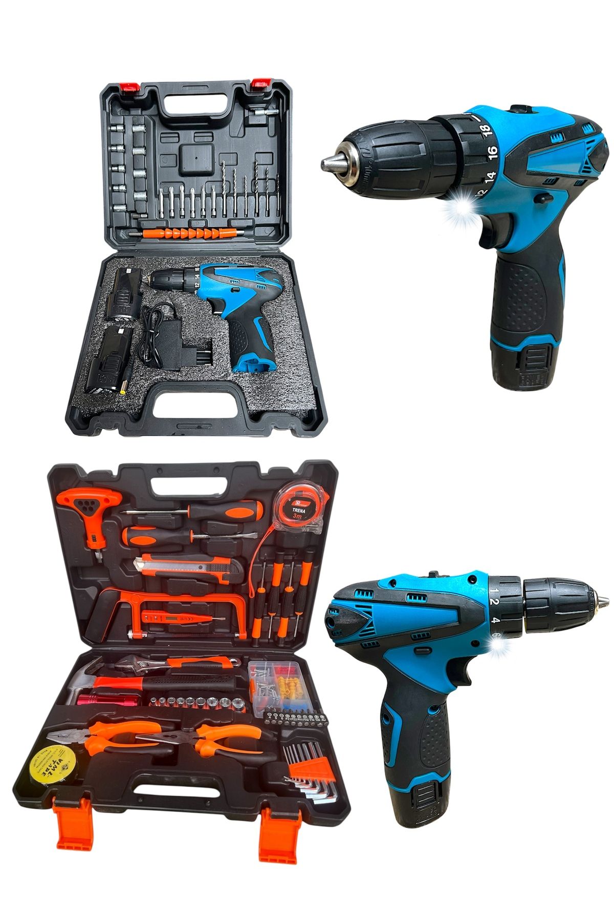 STANVOLT 128 Parça Kömürsüz Motor Takım Seti 2 Akülü Matkap + Alet Takımı