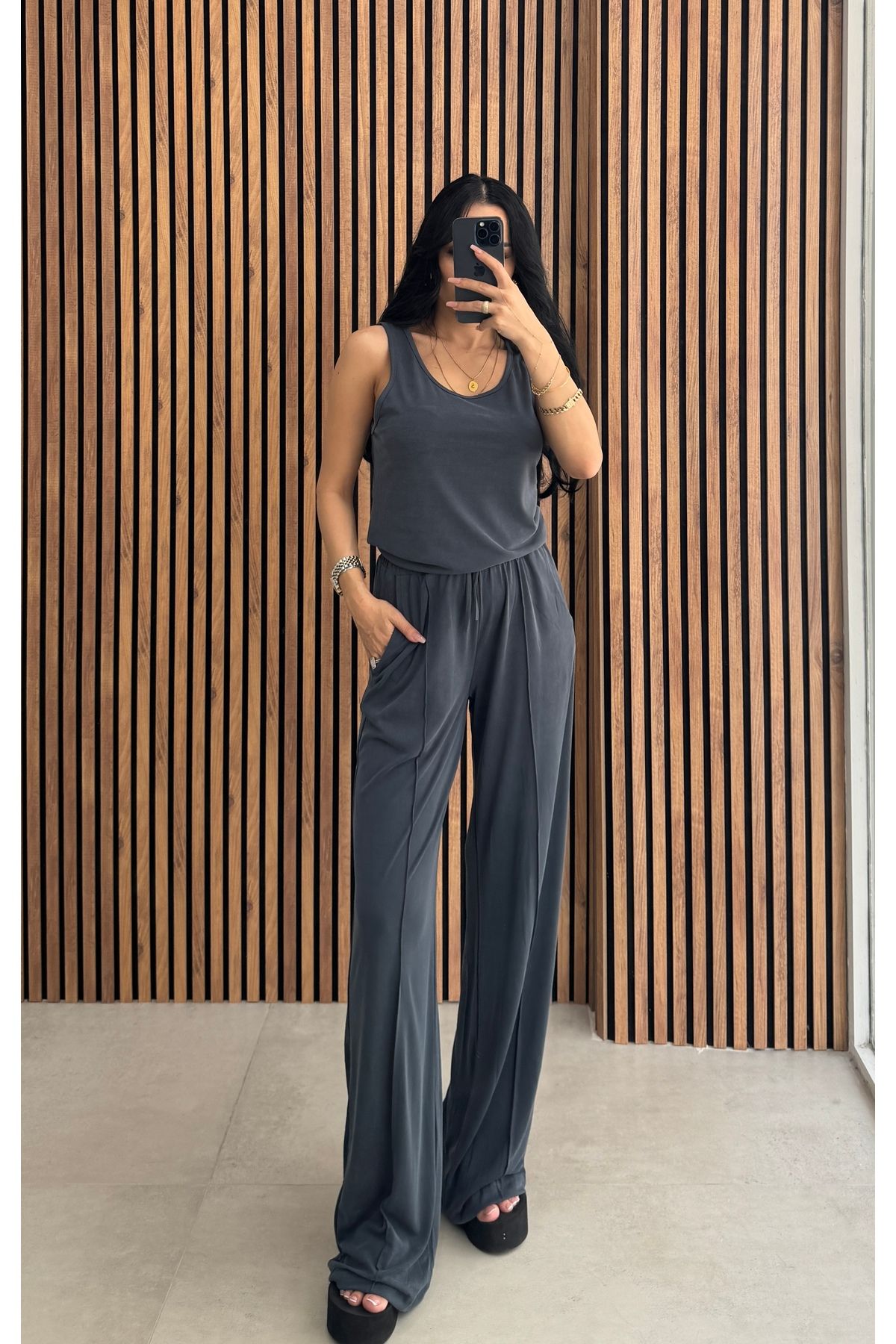 OKSOCOLLECTİON Modal Kumaş Yazlık Bol Paça Eşofman Takımı