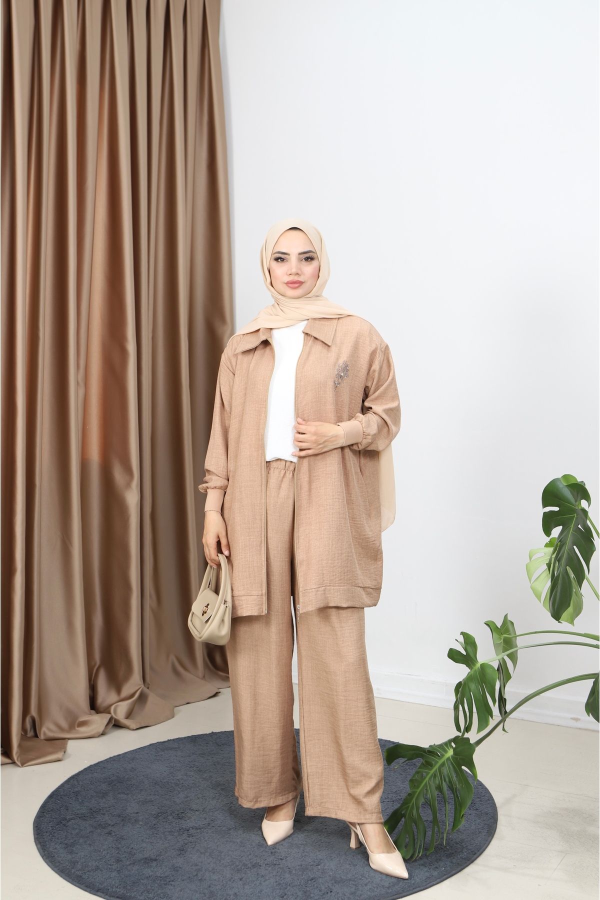 NİSUM MODA FERMUARLI KETEN TAKIM
