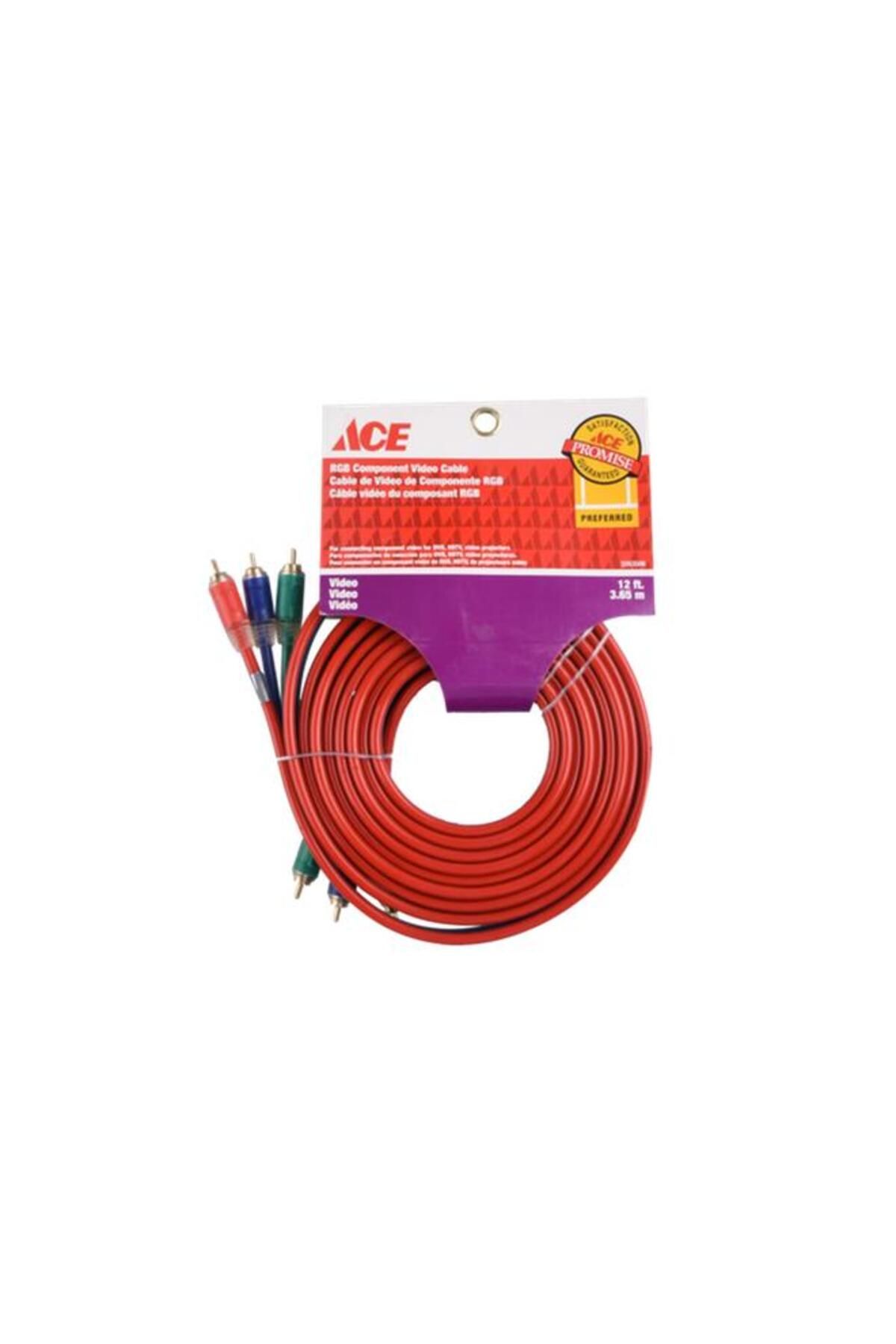 Generic-ACE High-Quality Color-Coded RGB Component Video Cable Red 12ft 3263506 1