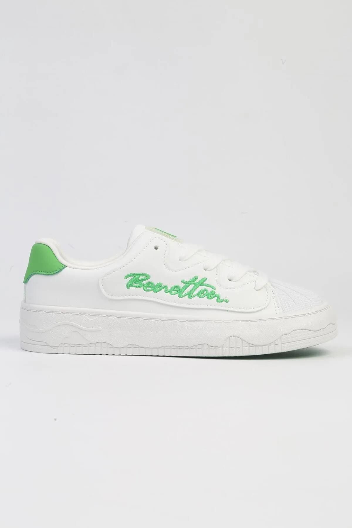 United Colors of Benetton Kalın Taban Kadın Sneaker Ayakkabı BNT10102 Beyaz