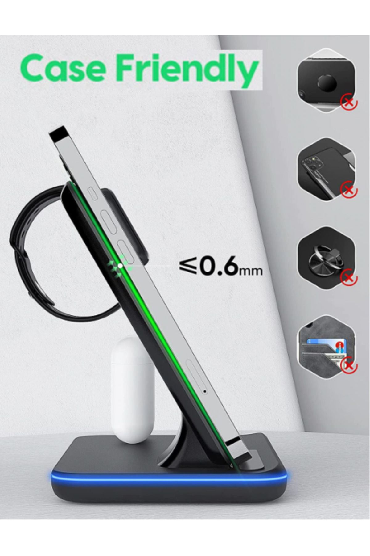 REVOSE-Incarcator Wireless ™, Statie Incarcare 3 In 1 Qi Fast Charger 15w Incarcare Rapida 7