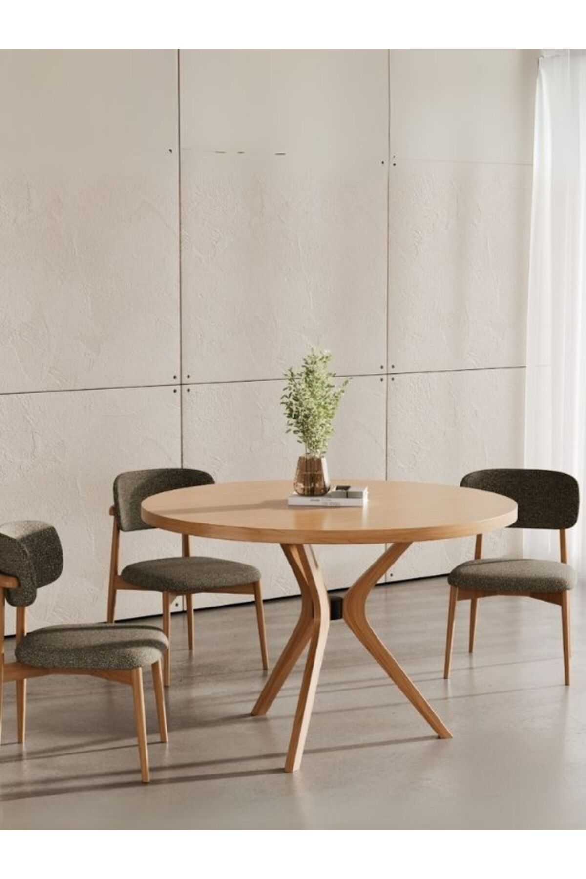 Gazzini Furniture Haven Pergel İskandinav Doğal Ahşap Mutfak Masası 100x100