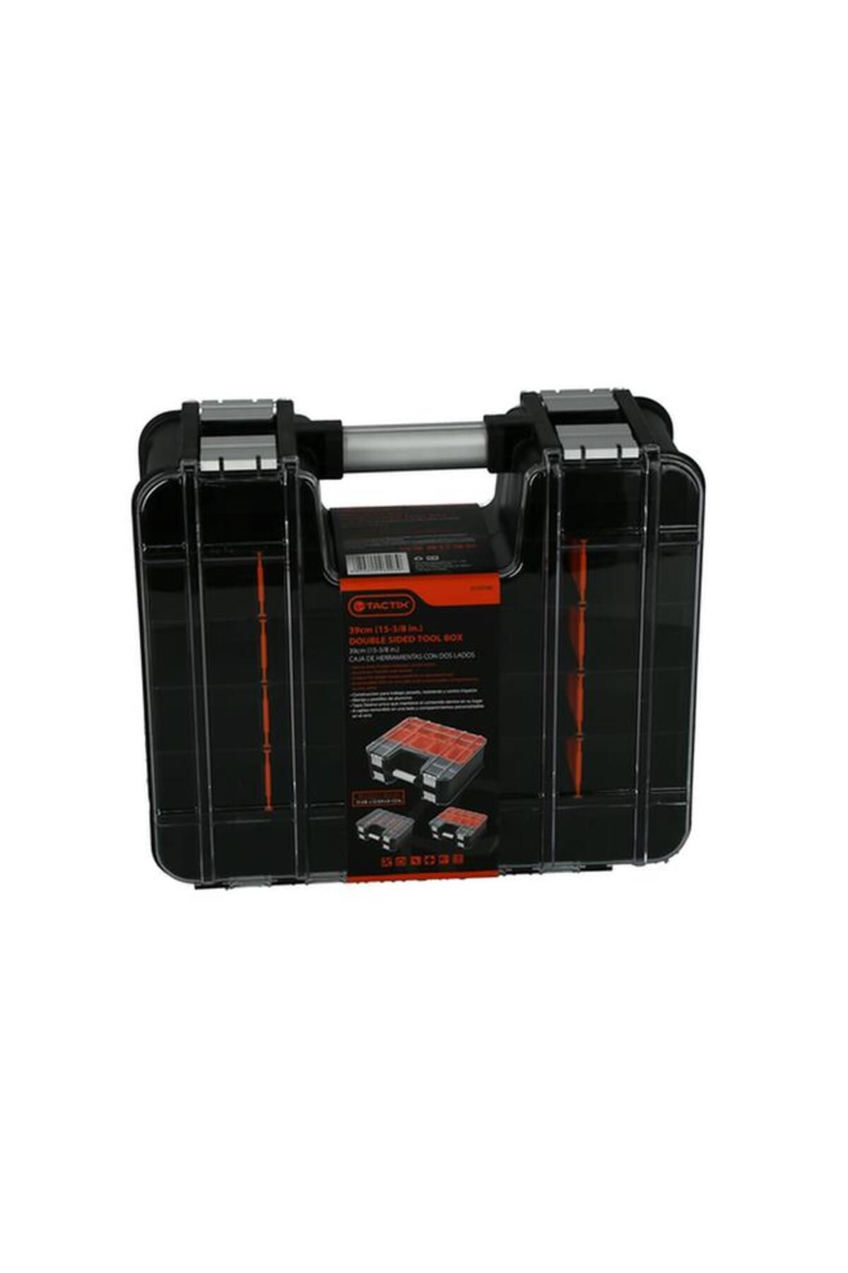 Generic-Tactix Double Sided Tool Box with Removable Dividers and Tubs Black and Orange 39cm 320048 5