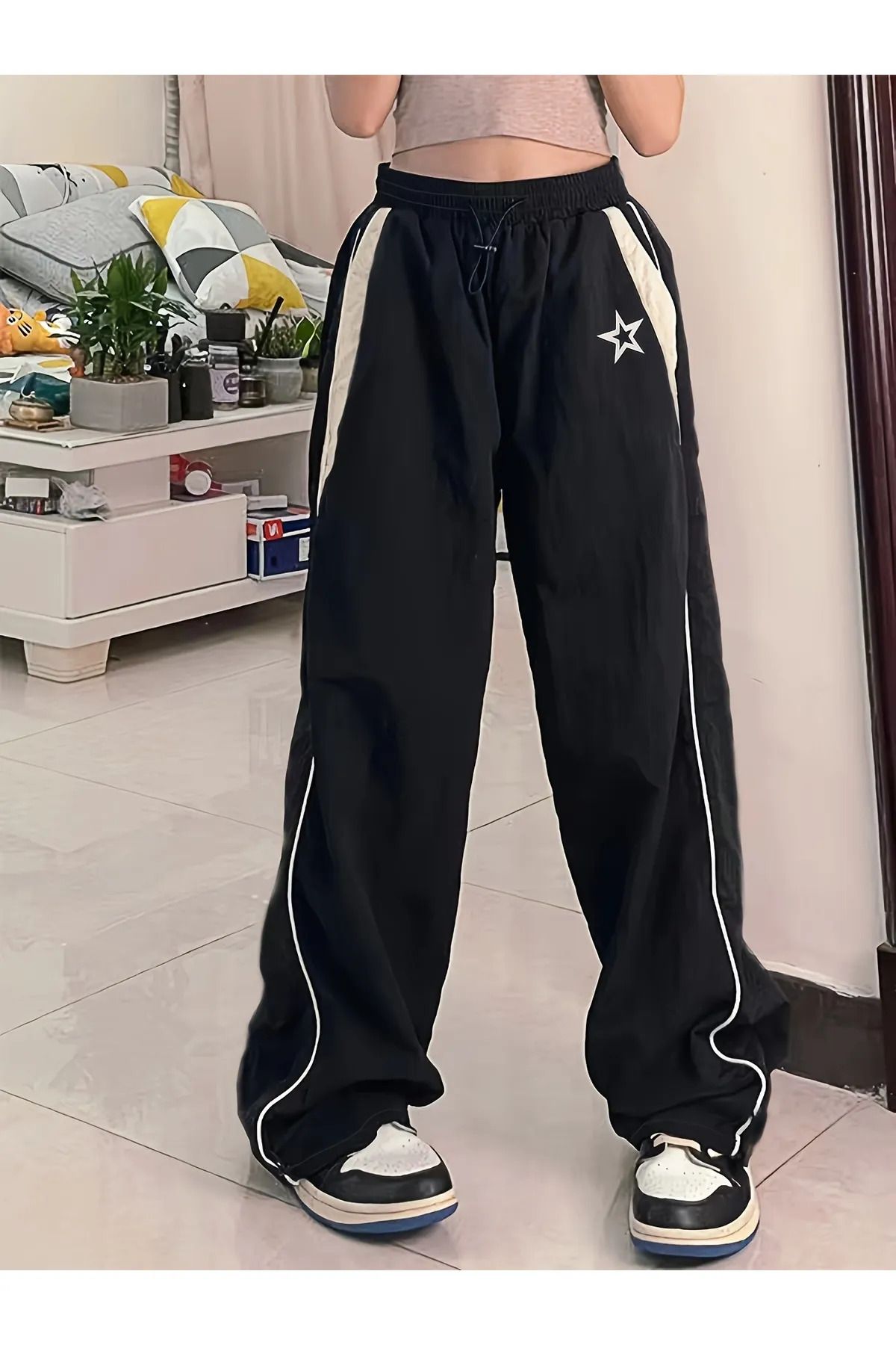 Gofeel Y2K Baggy Star Desenli Oversize Pantolon – Unisex Sti