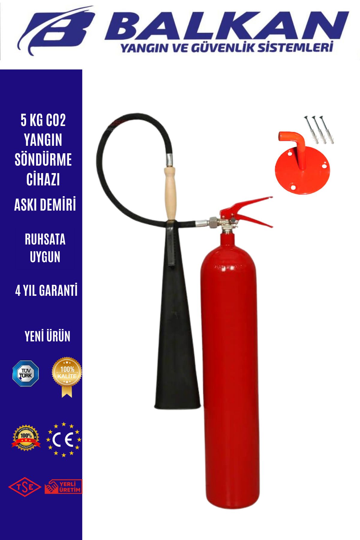 Balkan Ticaret 5 KG CO2 YANGIN SÖNDÜRME CİHAZI+ASKI DEMİRİ