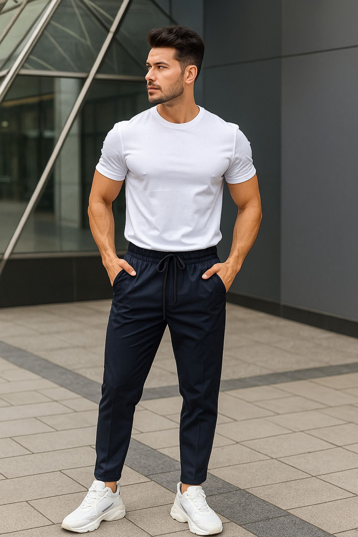 Rich Erkek Slim Fit Modern Kesim Jogger Eşofman Altı - Şık ve Spor Bağcıklı Pantolon