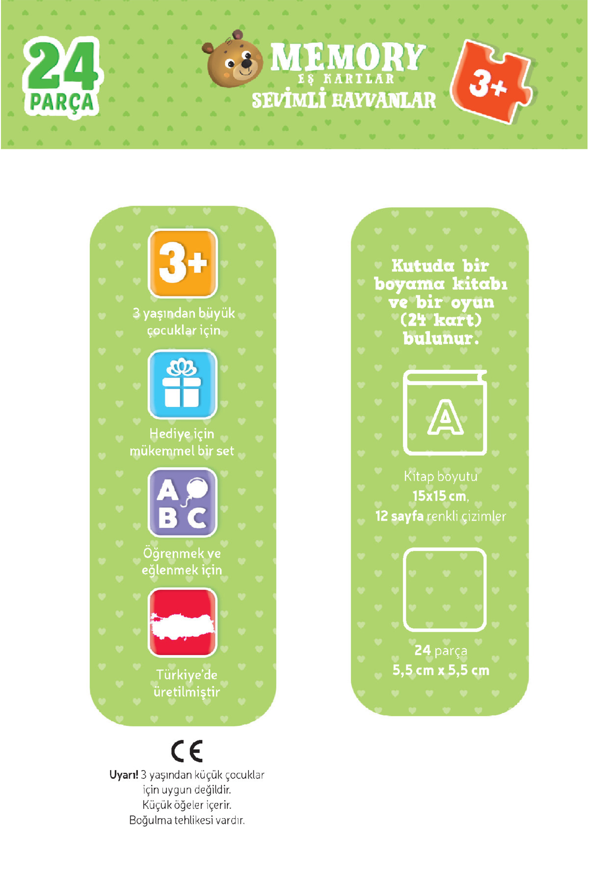 Dikkat Atölyesi Yayınları Sevimli Hayvanlar Hafıza Kartları 24 Parça (Eşleştirme Kartları+ Sevimli Hayvanlar Boya Kitabı) fotoğrafı 4 (önizleme)