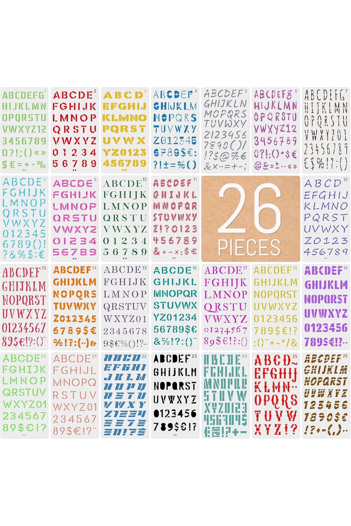 intrend Set De 26 De Șabloane Pentru Scriere, Litere Și Cifre, , Diferite Stiluri Și Fonturi - One Size