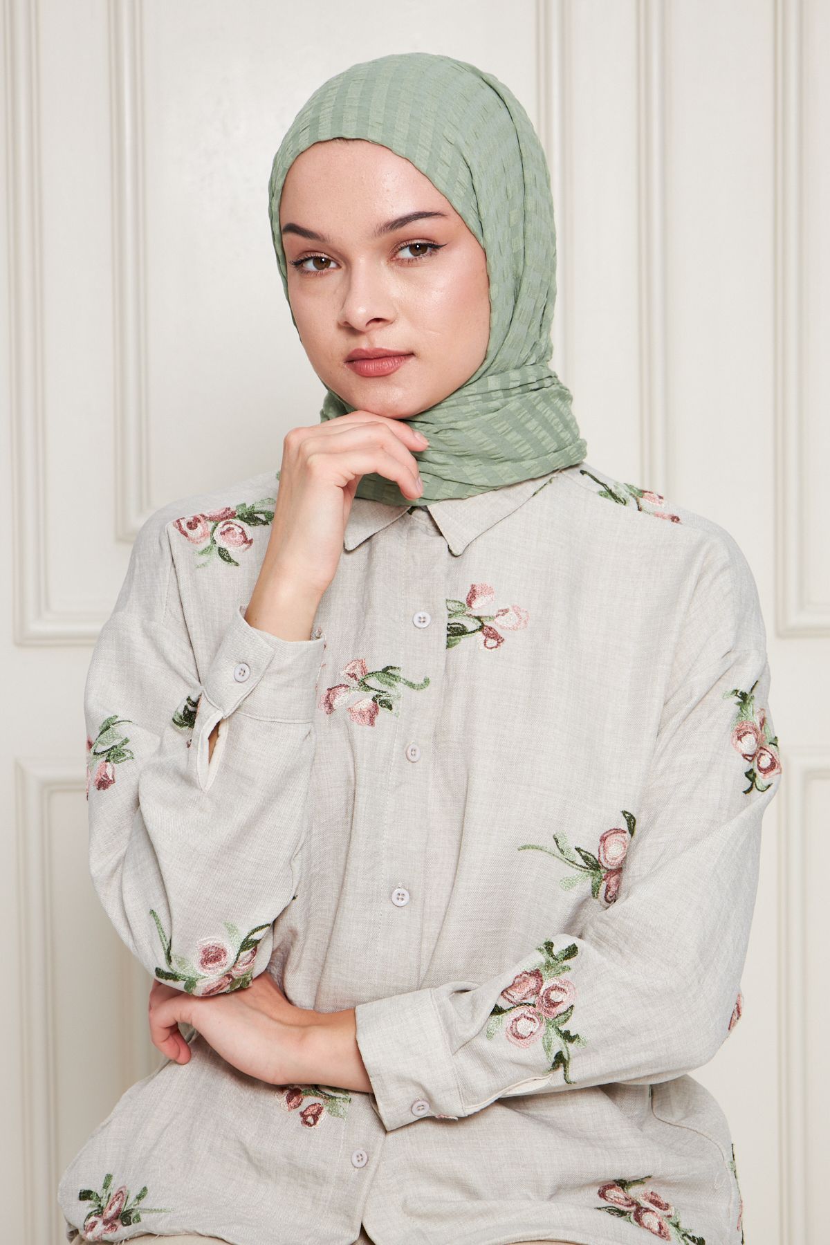 Gigiscarfs Degrade Çizgili Arya Şifon Şal - Mint Yeşili -