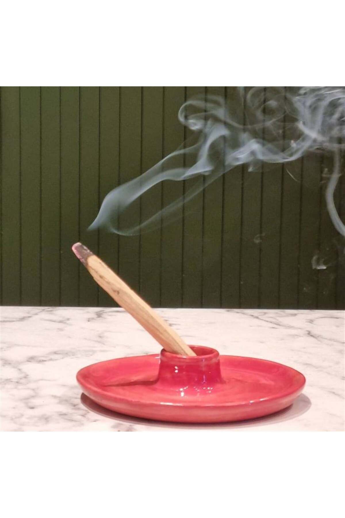 Vegan Bakkal Seramik Palo Santo Tütsülük - Tabak Kırmızı