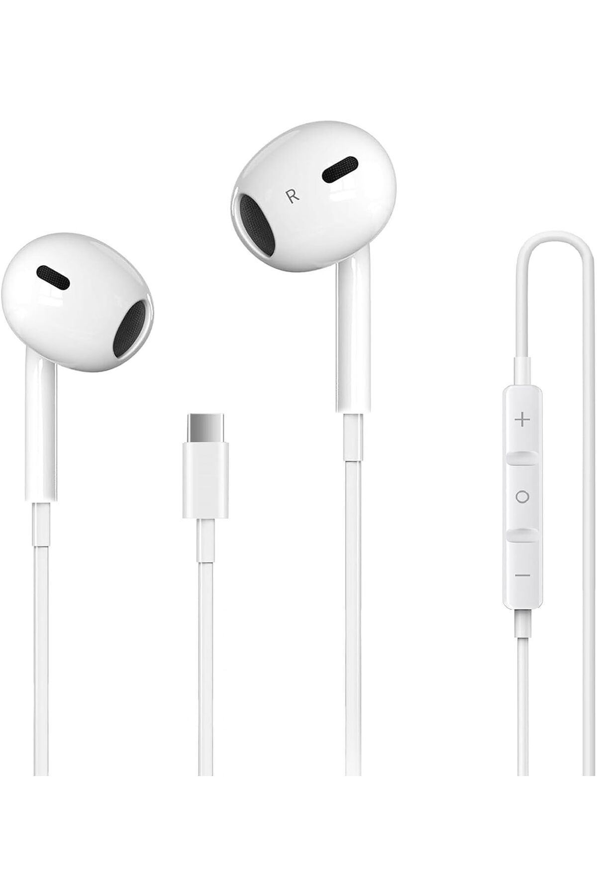 MMPSHOP Type-C Girişli Kablolu Beyaz Kulaklık Mikrofon Net Ses Apple 15/16 Serisi Samsung Uyumlu